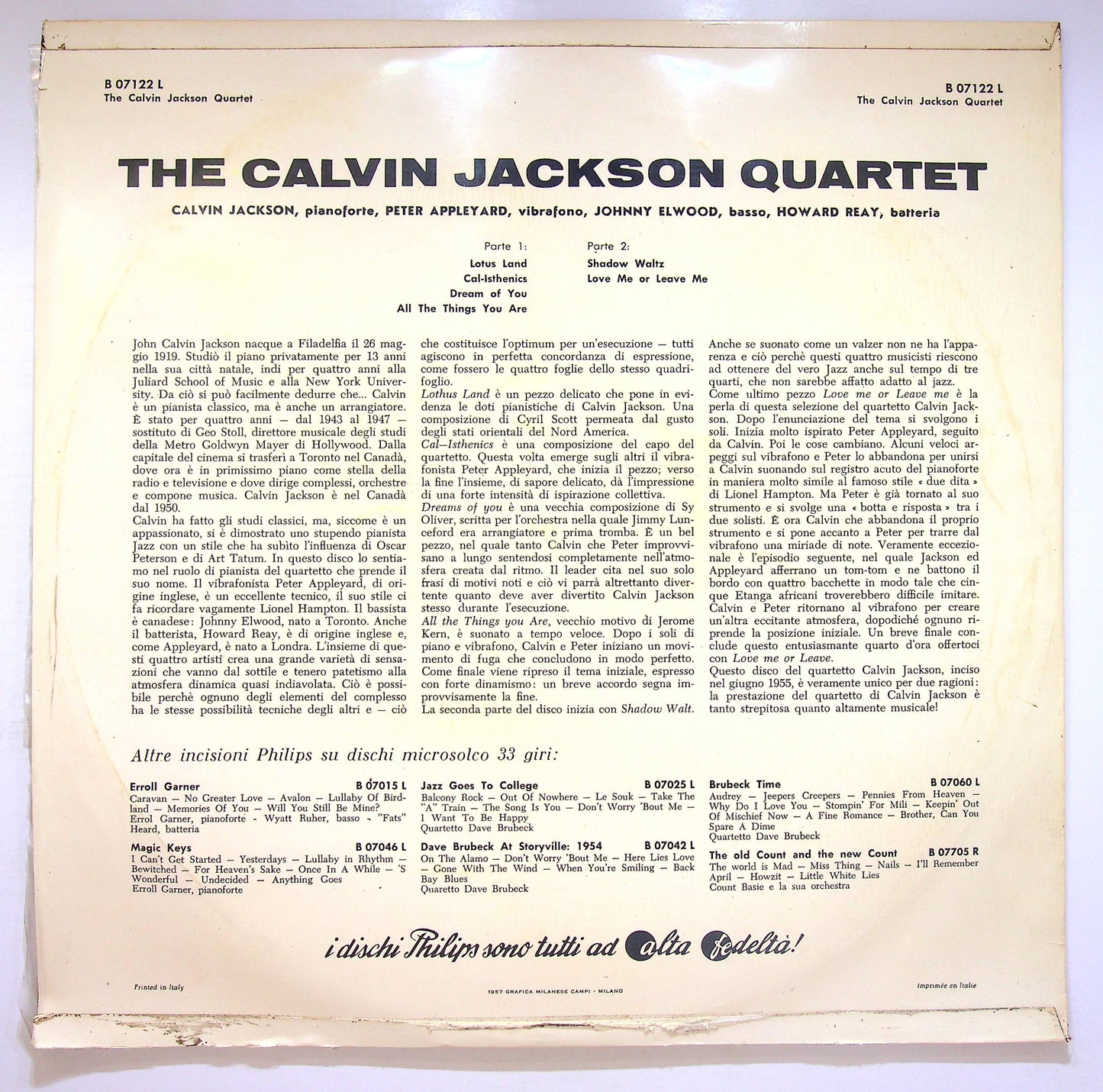 EBOND The Calvin Jackson Quartet - Italy Vinile V074010