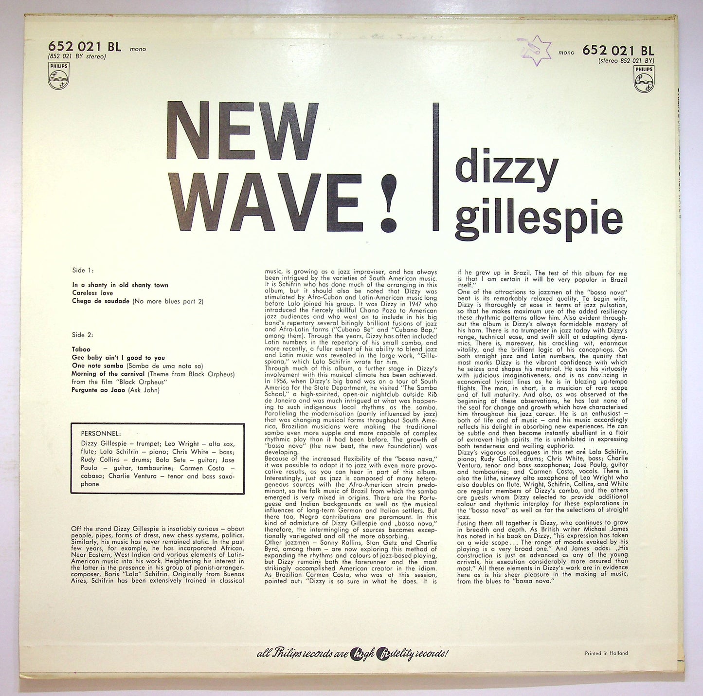 EBOND Dizzy Gillespie - New Wave! Vinile V074017