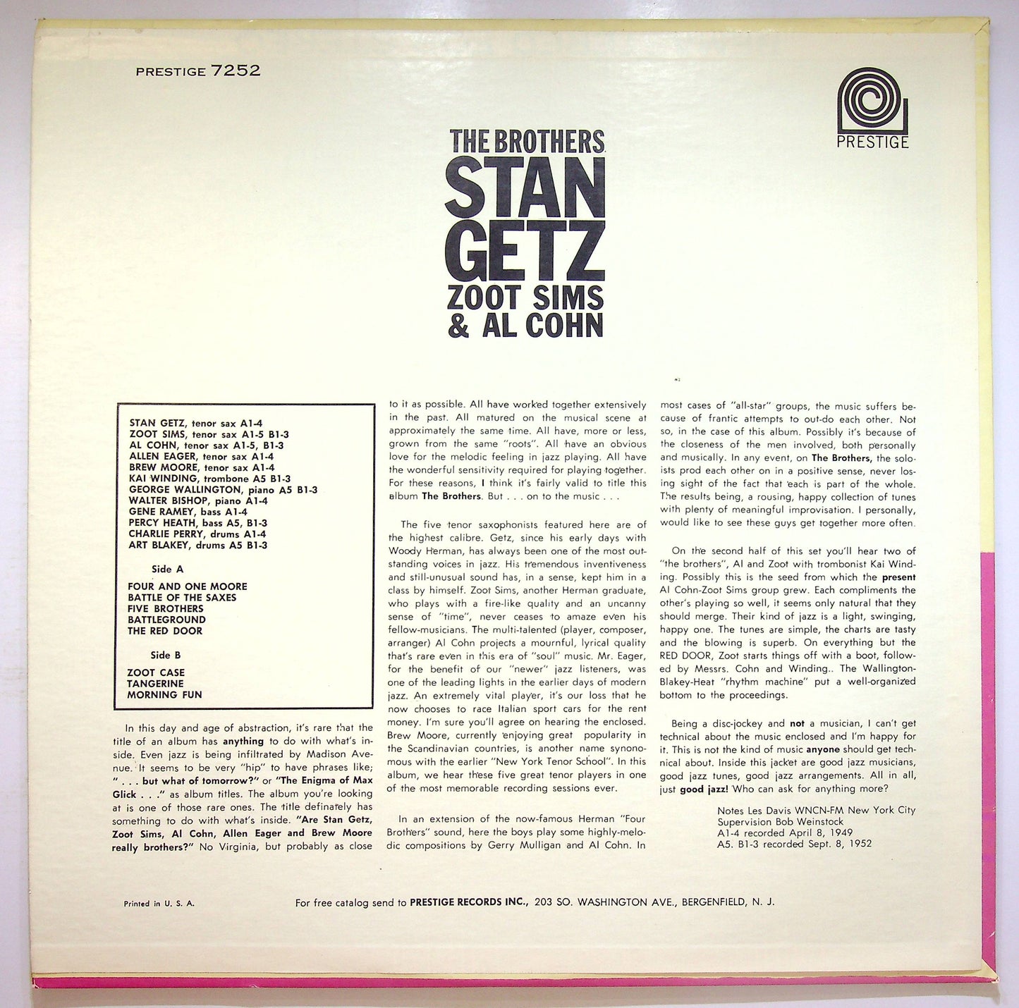 EBOND Stan Getz, Zoot Sims & Al Cohn - The Brothers (RVG) Vinile V074019
