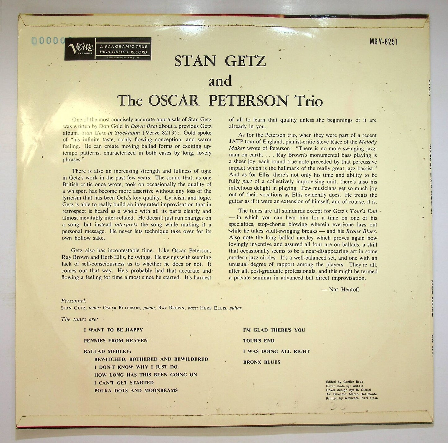 EBOND Stan Getz And The Oscar Peterson Trio Vinile V074021