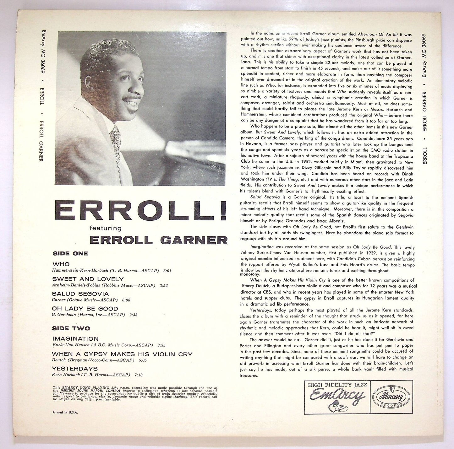 EBOND Erroll Garner - Erroll Vinile V074023