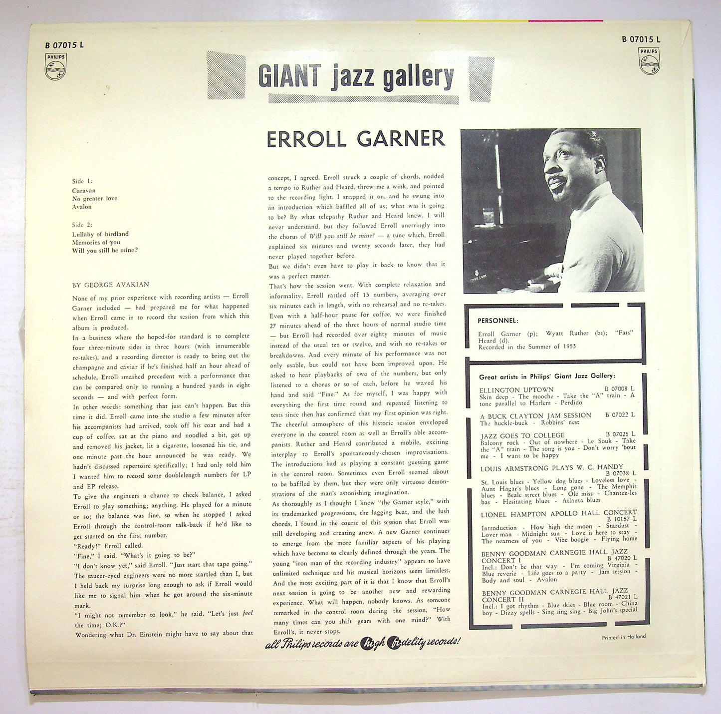 EBOND The Erroll Garner Trio - Erroll Garner (Italy) Vinile V074029