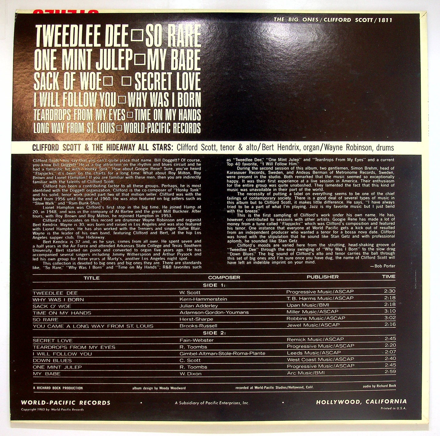 EBOND Clifford Scott & The Hideaway All Stars - The Big Ones Vinile V074040