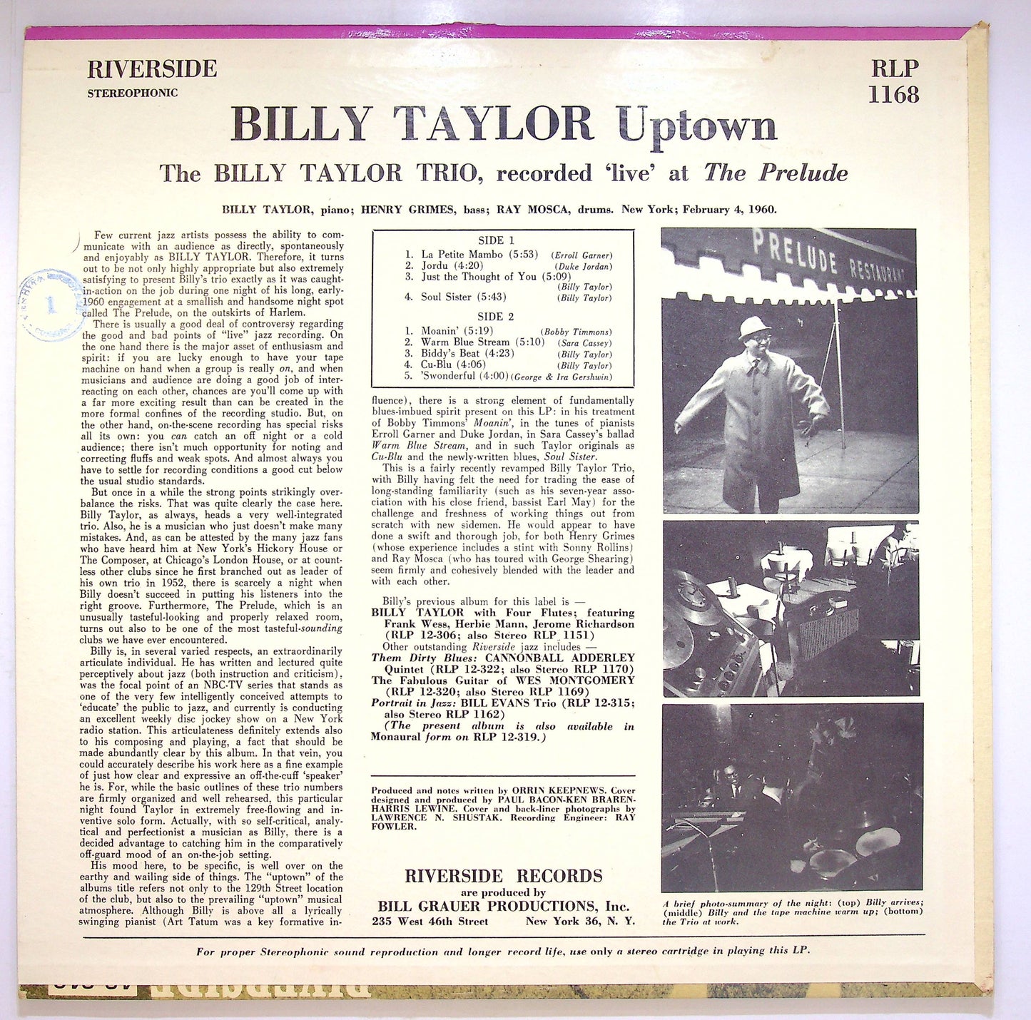 EBOND Billy Taylor - Uptown Vinile V074043