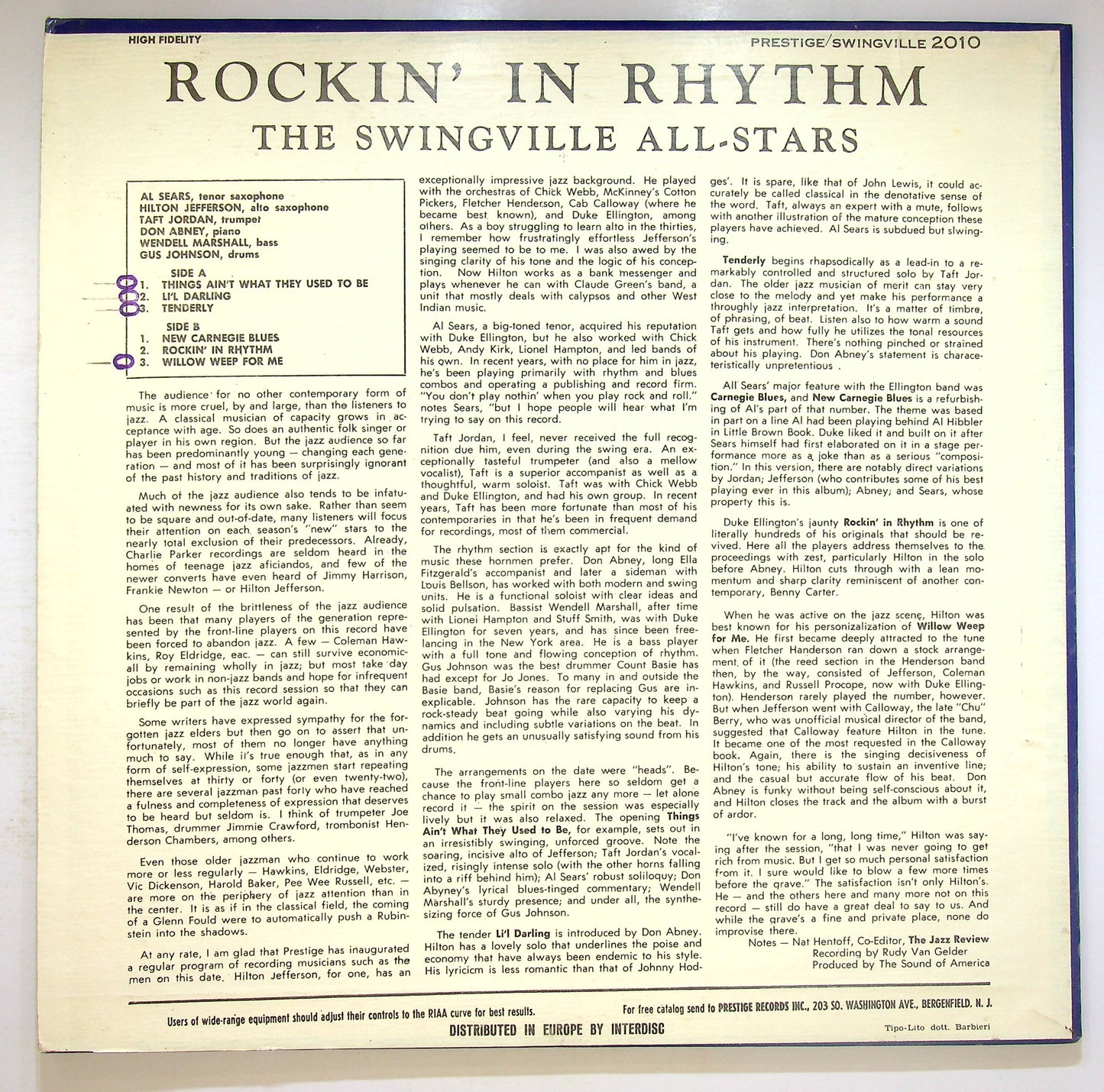 EBOND The Swingville 2010 All-Stars - Rockin' In Rhythm Vinile V074059