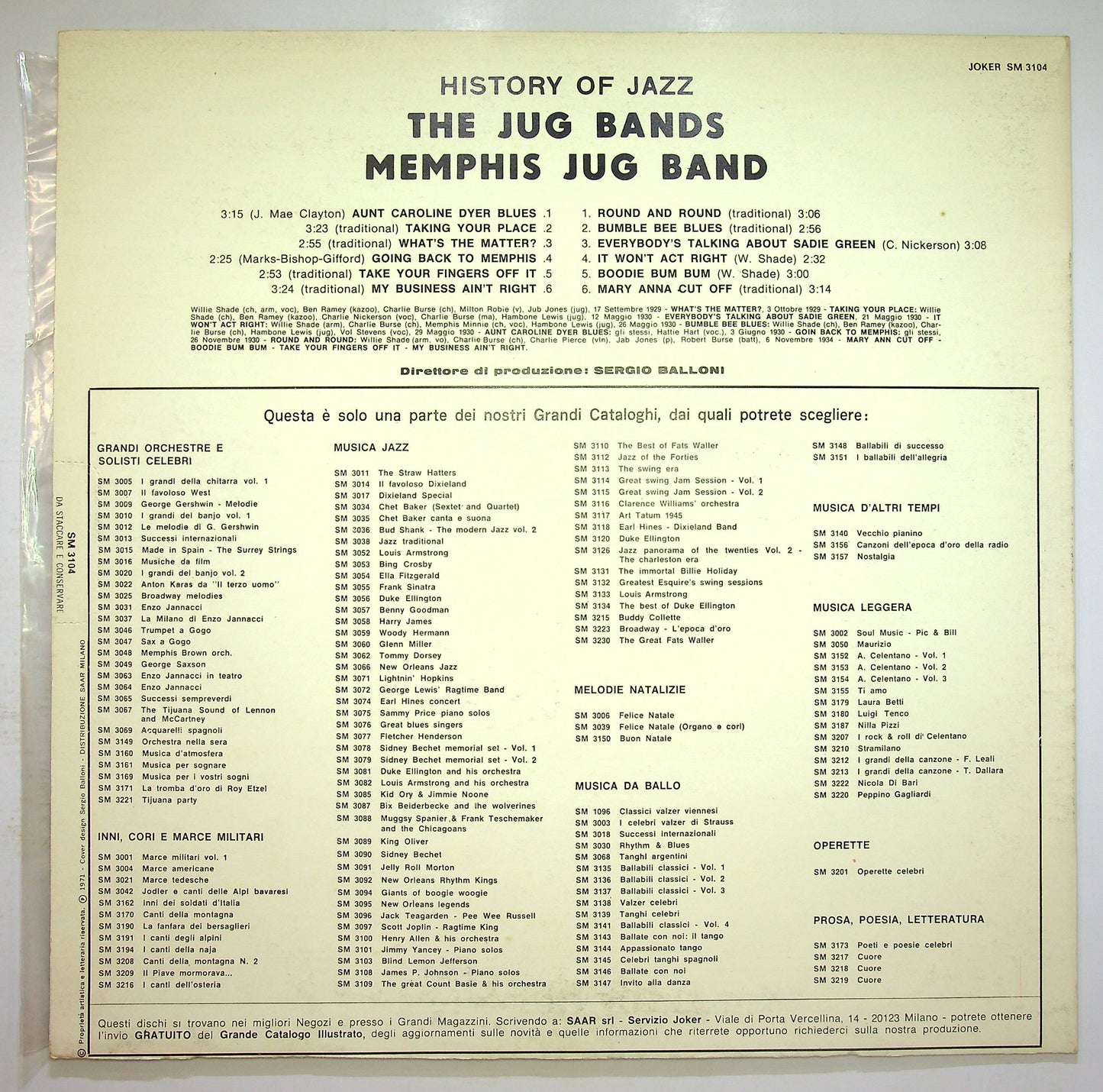 EBOND The Jug Bands-Memphis Jug Band Vinile V074060