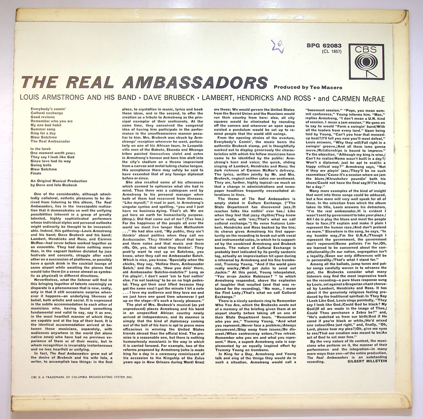 EBOND Armstrong, Brubeck, Lambert, - The Real Ambassadors Vinile V074068