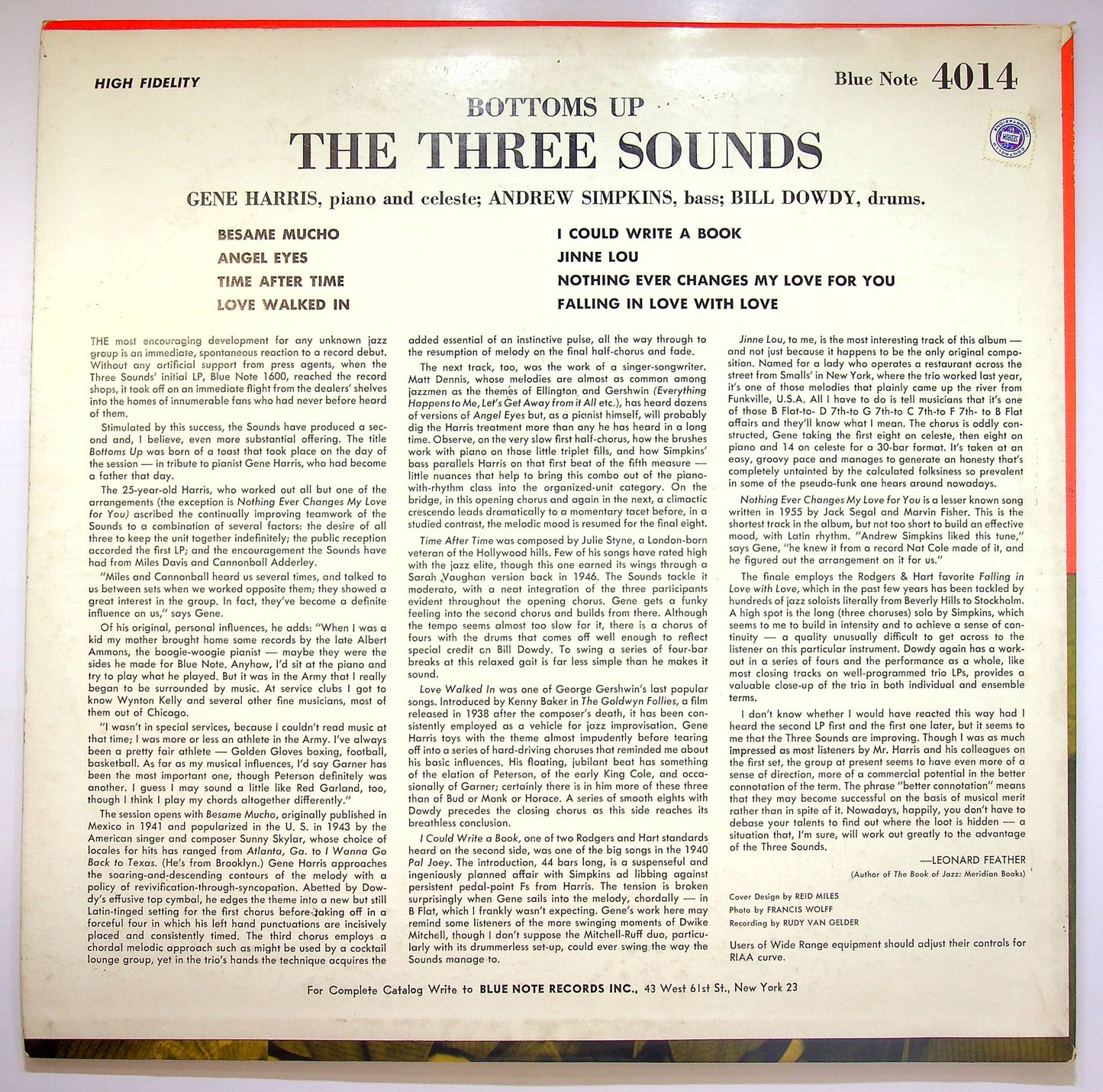 EBOND The Three Sounds - Bottoms Up! (DG side 1, RVG, Ear) Vinile V074074