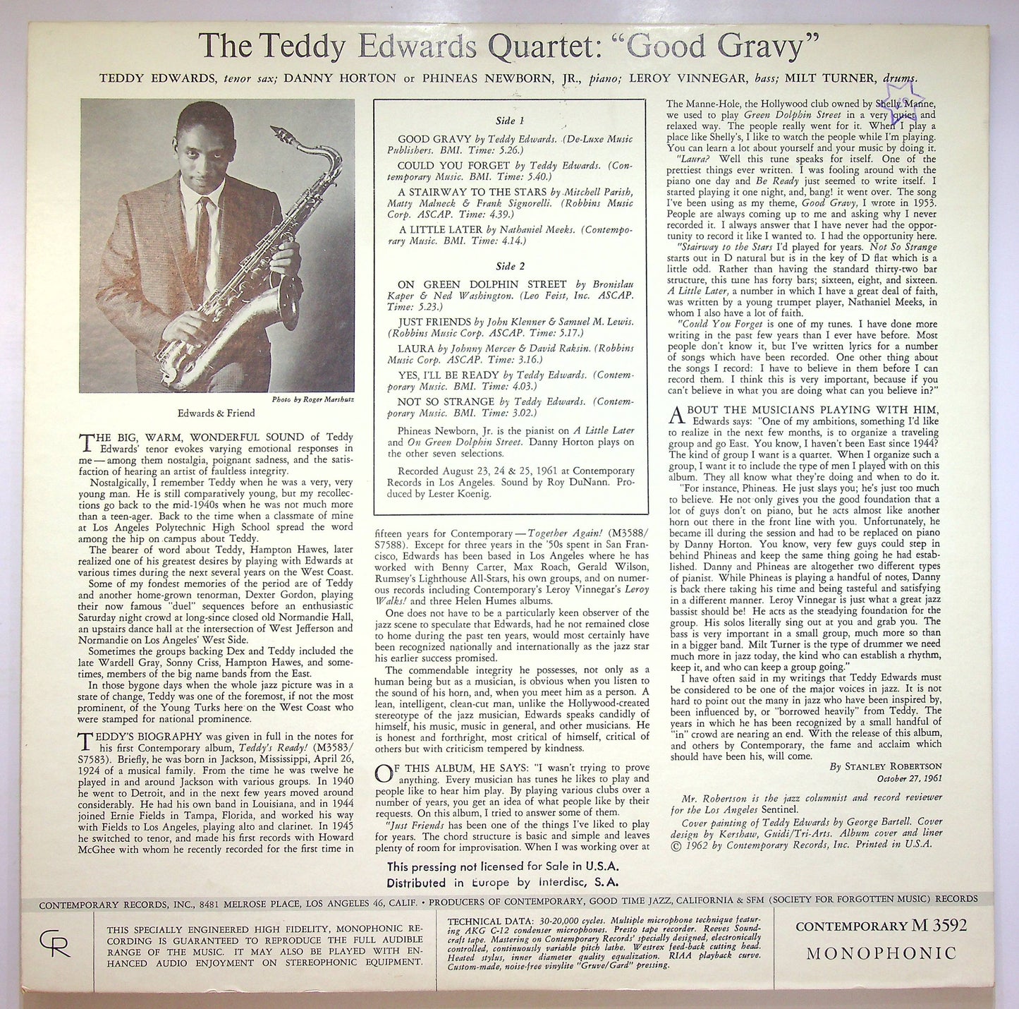 EBOND Teddy Edwards Quartet - Good Gravy! Vinile V074080