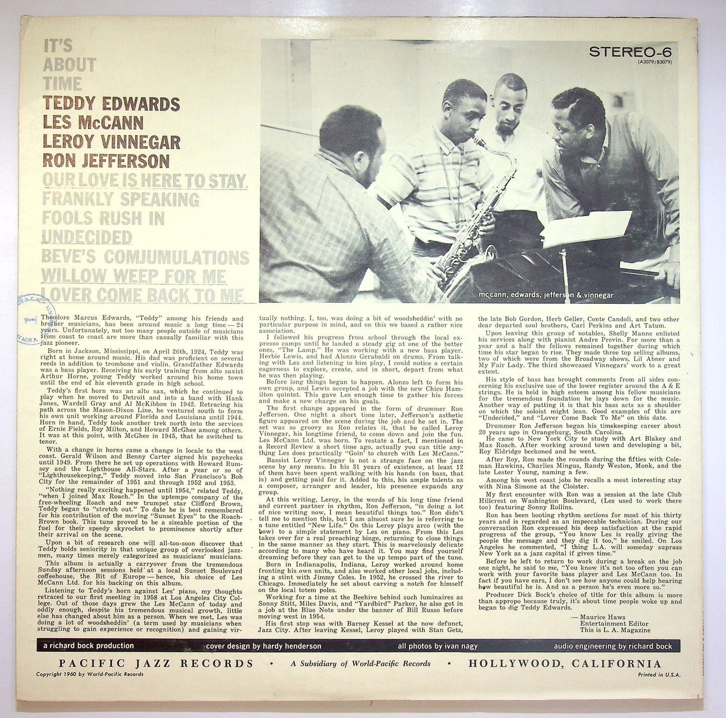 EBOND Teddy Edwards With Les McCann Ltd. - It's About Time Vinile V074081