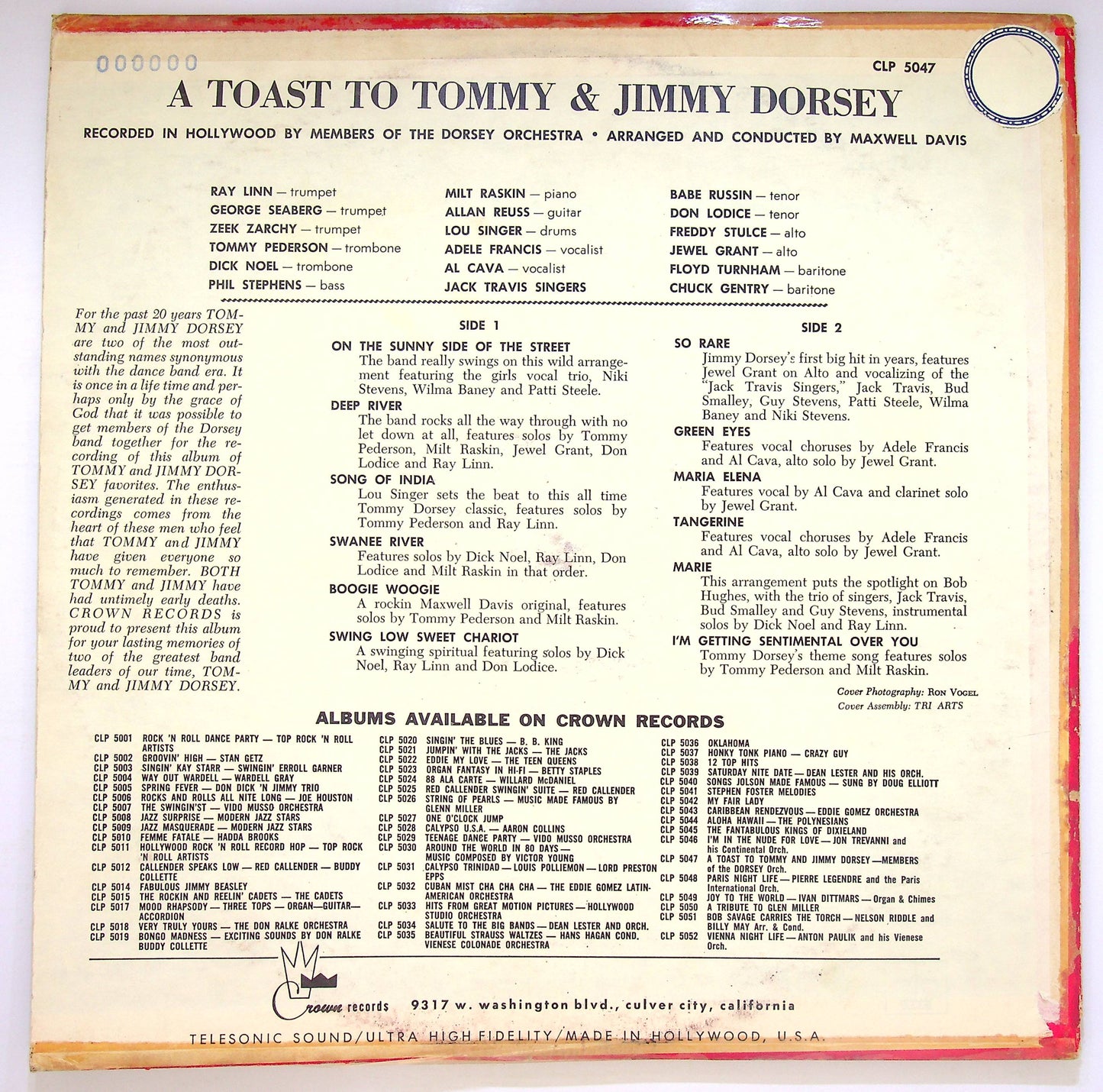EBOND A Toast To Tommy And Jimmy Dorsey Vinile V074084