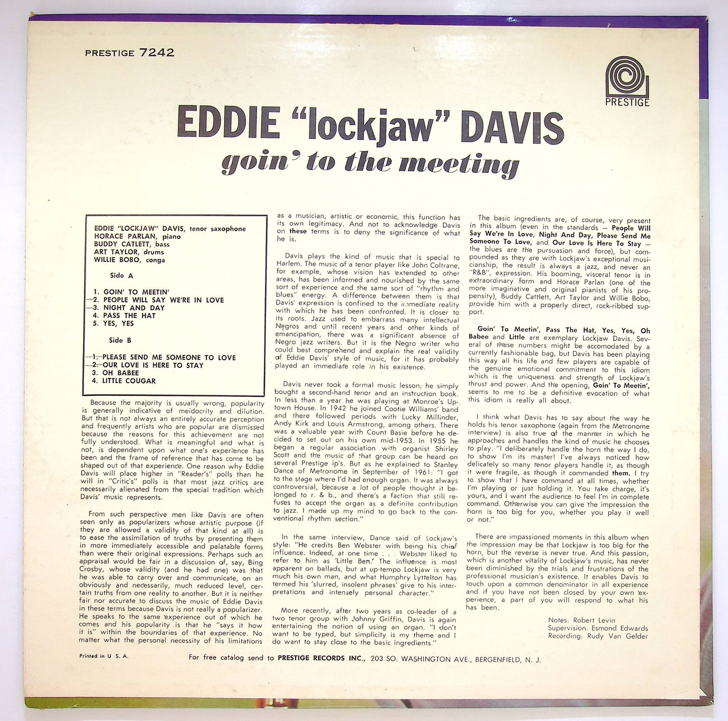 EBOND Eddie ''Lockjaw'' Davis -Andare alla riunione Vinile V074086