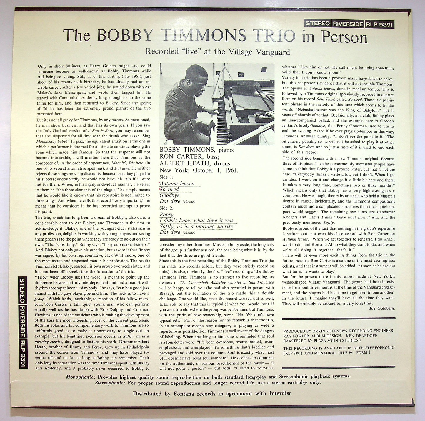 EBOND The Bobby Timmons Trio - In Person Vinile V074093