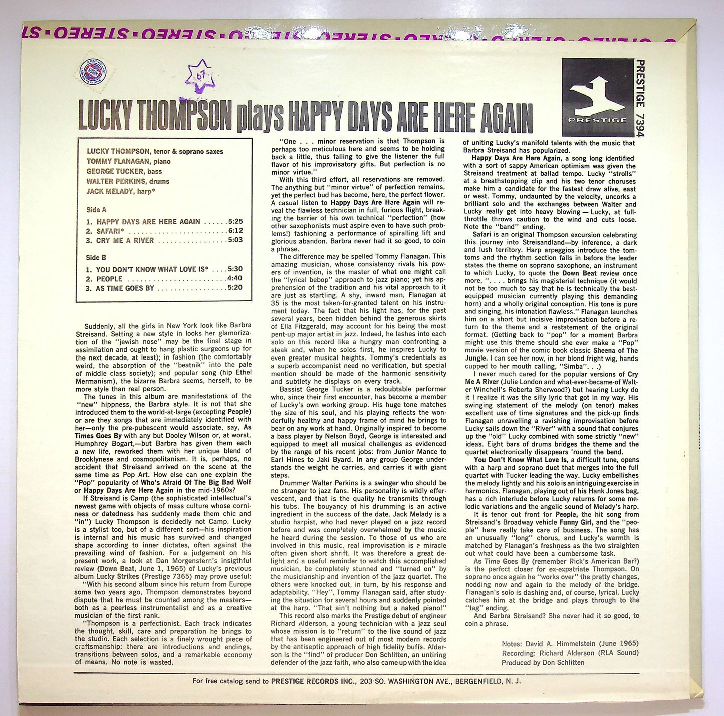 EBOND Lucky Thompson - Happy Days Are Here Again Vinile V074094