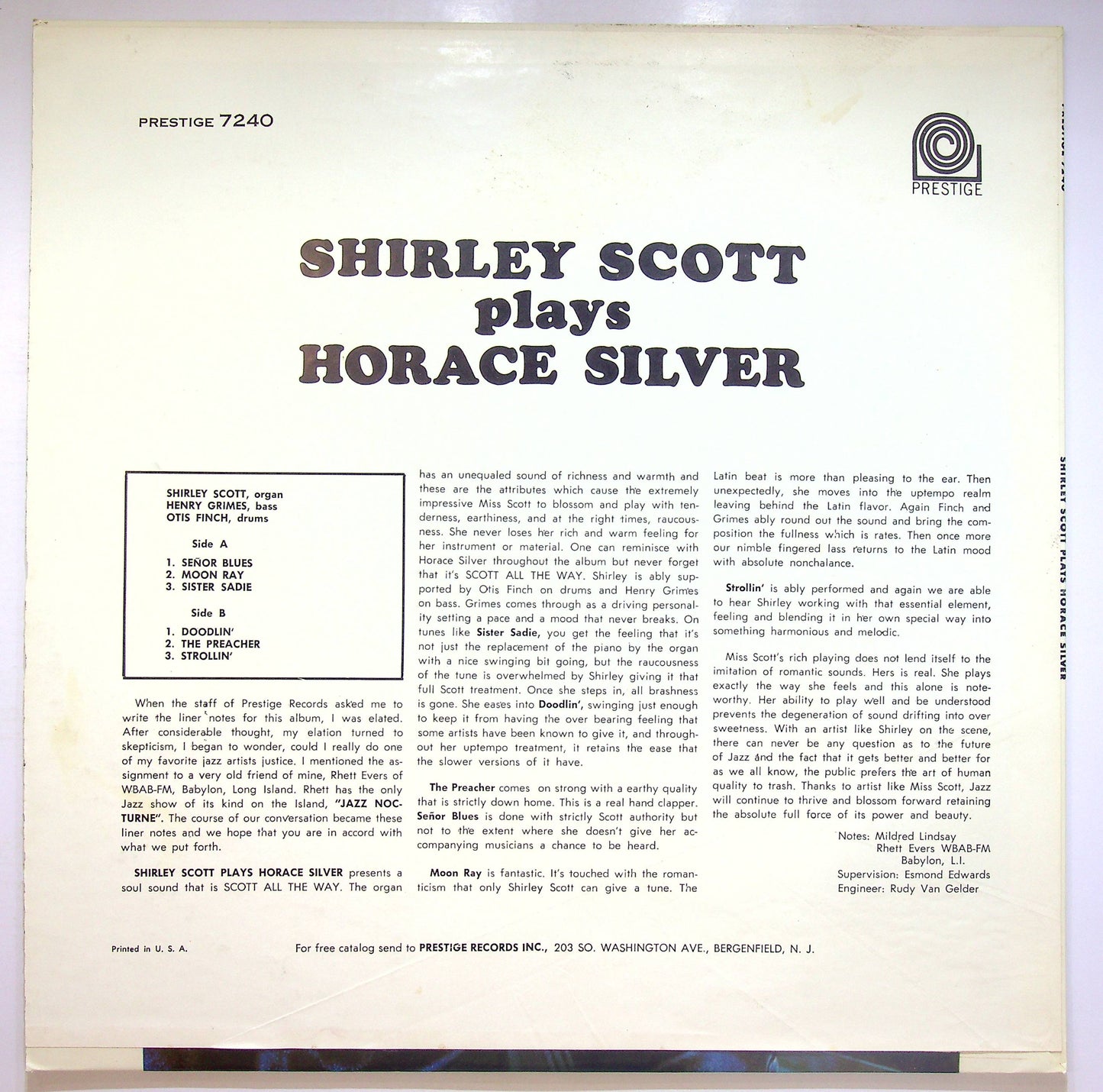 EBOND Shirley Scott - Plays Horace Silver Vinile V074114