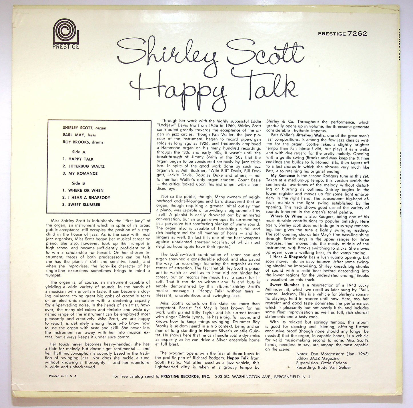 EBOND Shirley Scott - Happy Talk Vinile V074115