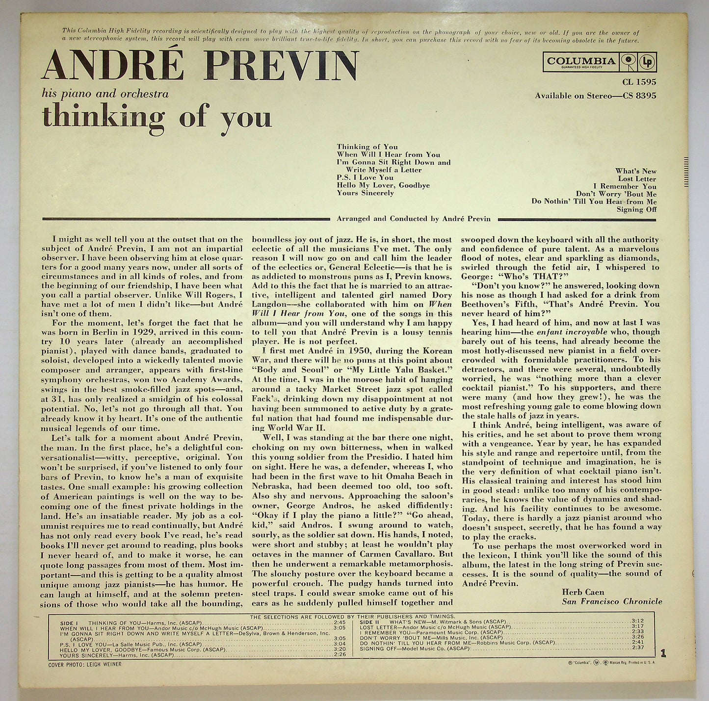 EBOND Andre Previn - Thinking Of You Vinile V074122
