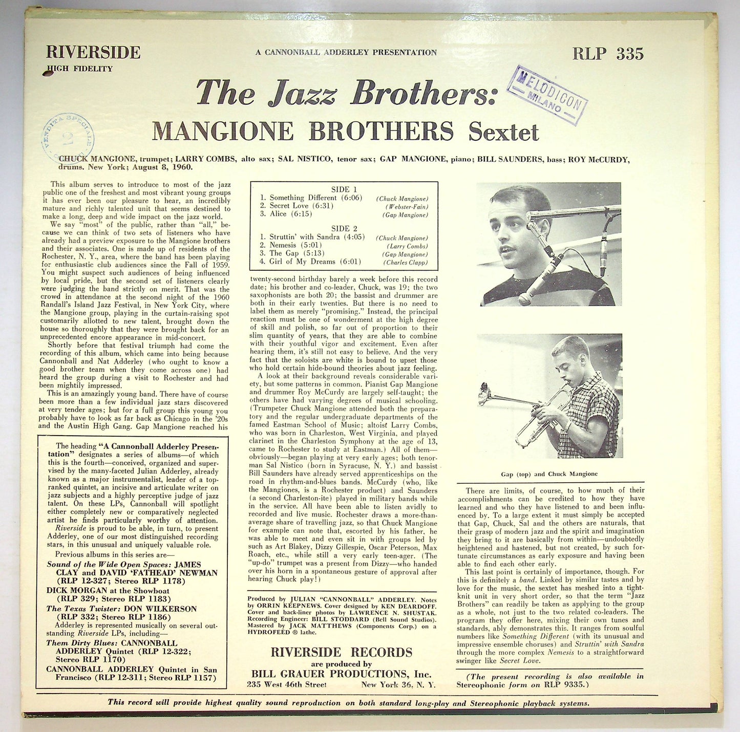 EBOND The Mangione Brothers Sextet - The Jazz Brothers Vinile V074125