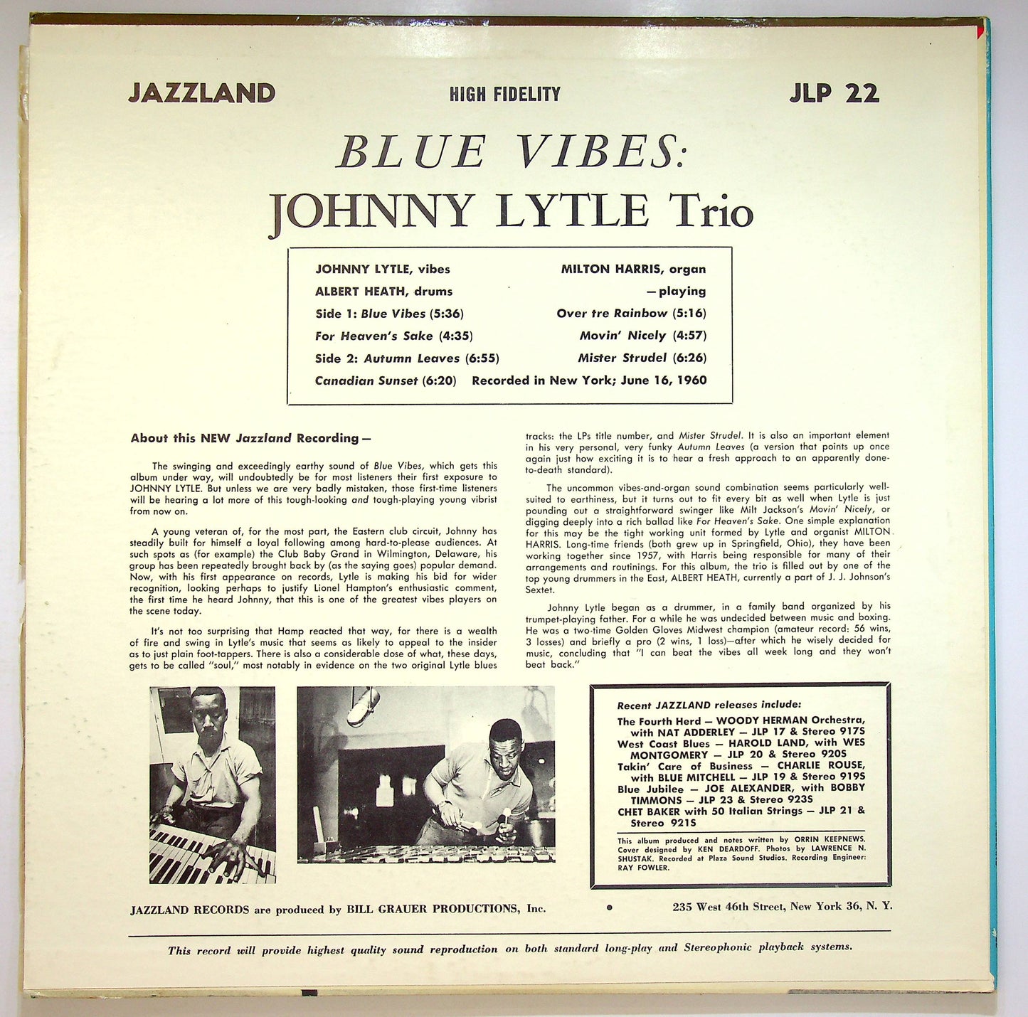 EBOND Johnny Lytle Trio - Blue Vibes (Orange Label) Vinile V074135