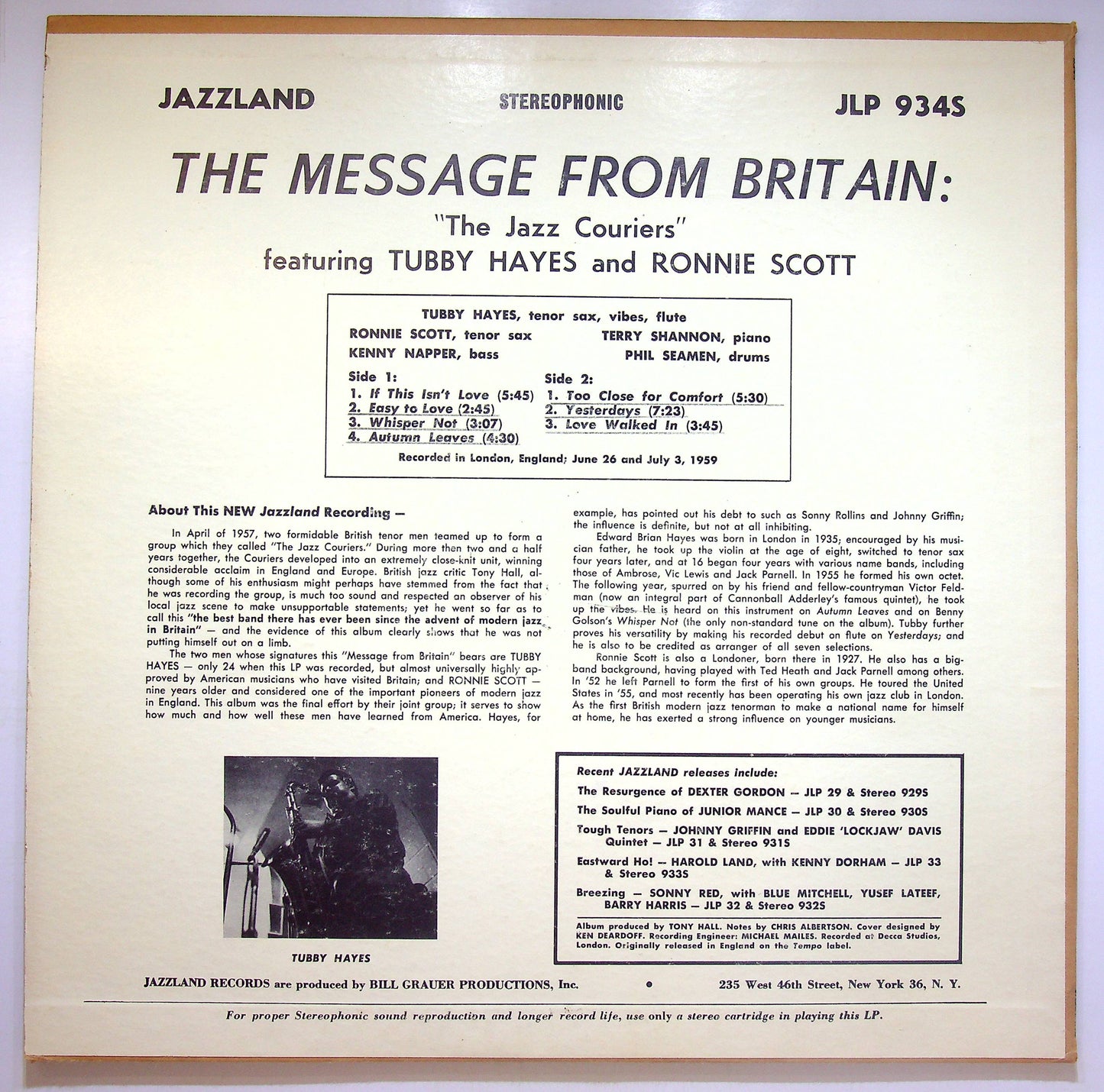 EBOND The Jazz Couriers - The Message From Britain Vinile V074141
