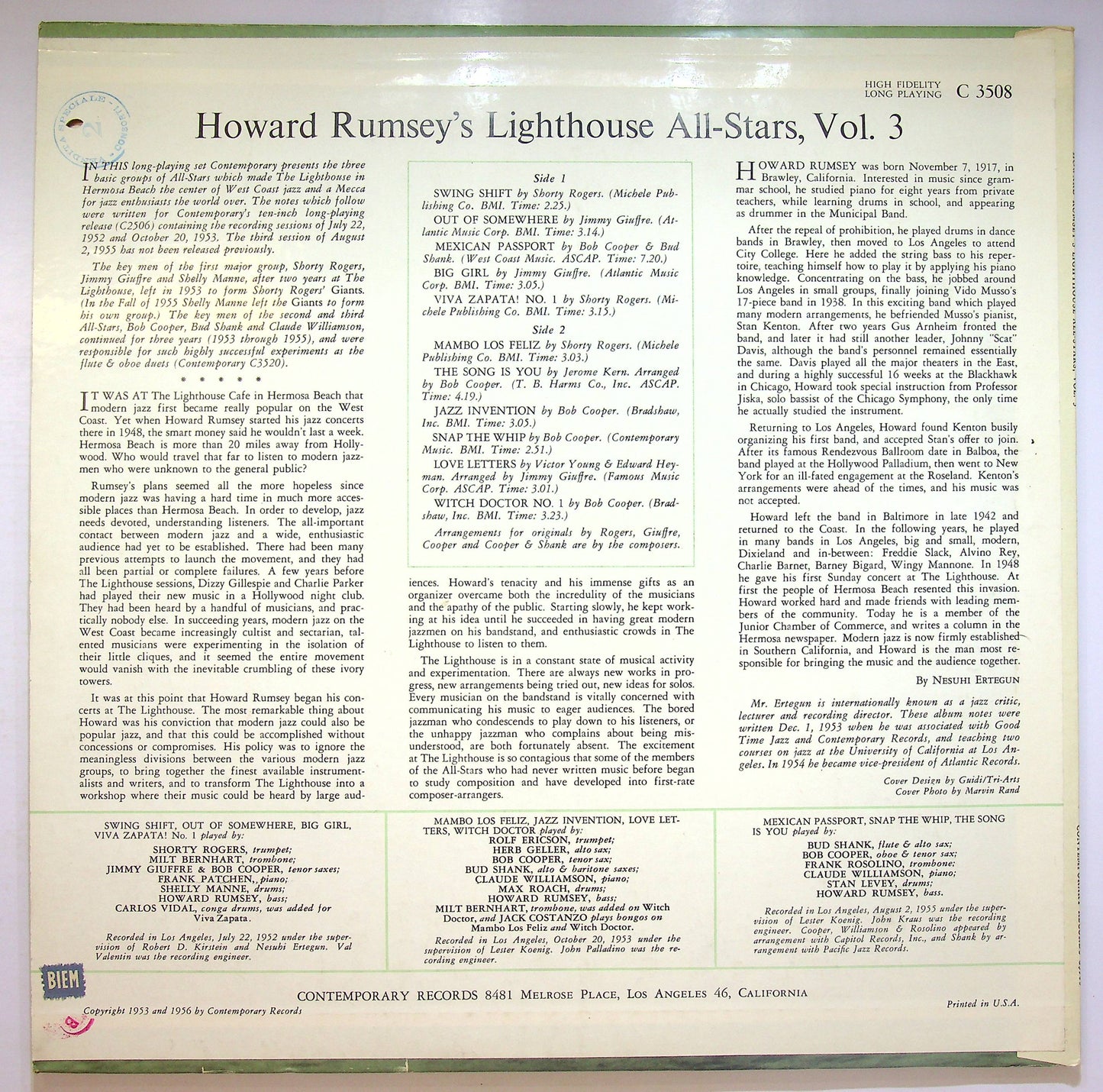 EBOND Howard Rumsey's Lighthouse All-Stars - Volume Three Vinile V074146