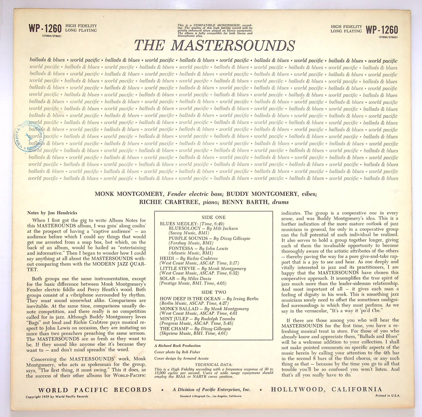 EBOND The Mastersounds - Ballads & Blues Vinile V075000