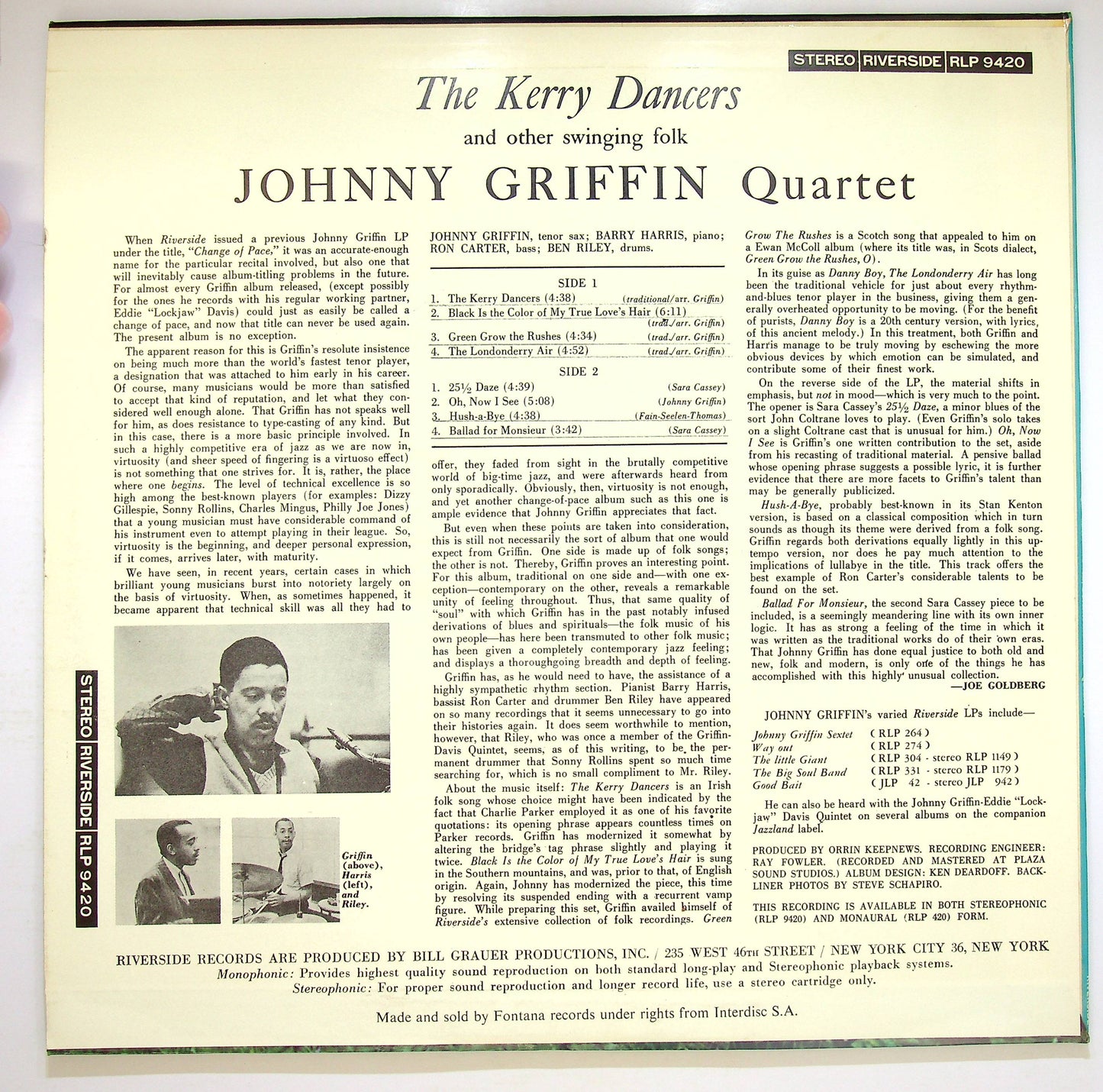 EBOND Johnny Griffin Quartet - The Kerry Dancers Vinile V075010