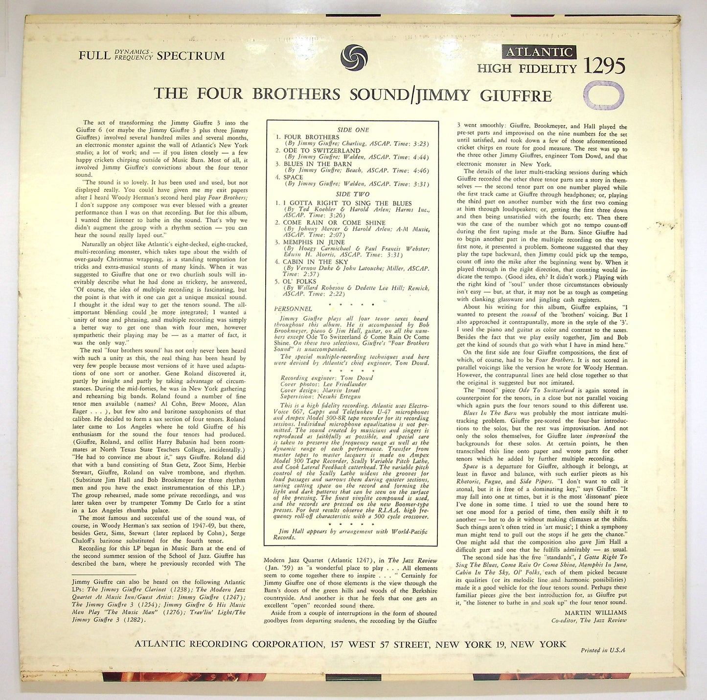 EBOND Jimmy Giuffre - The Four Brothers Sound Vinile V075013