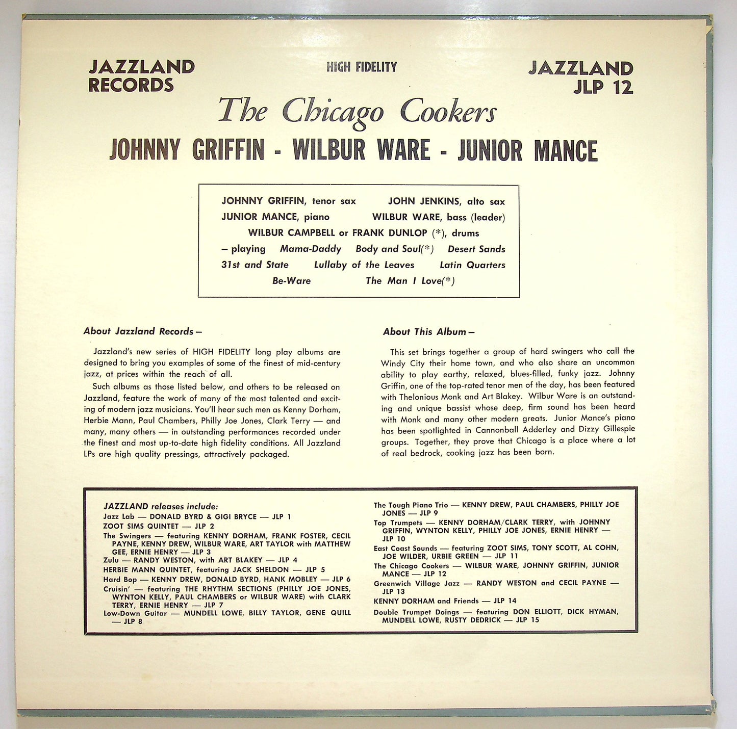 EBOND Johnny Griffin Wilbur Ware J Mance - The Chicago Cookers Vinile V075016