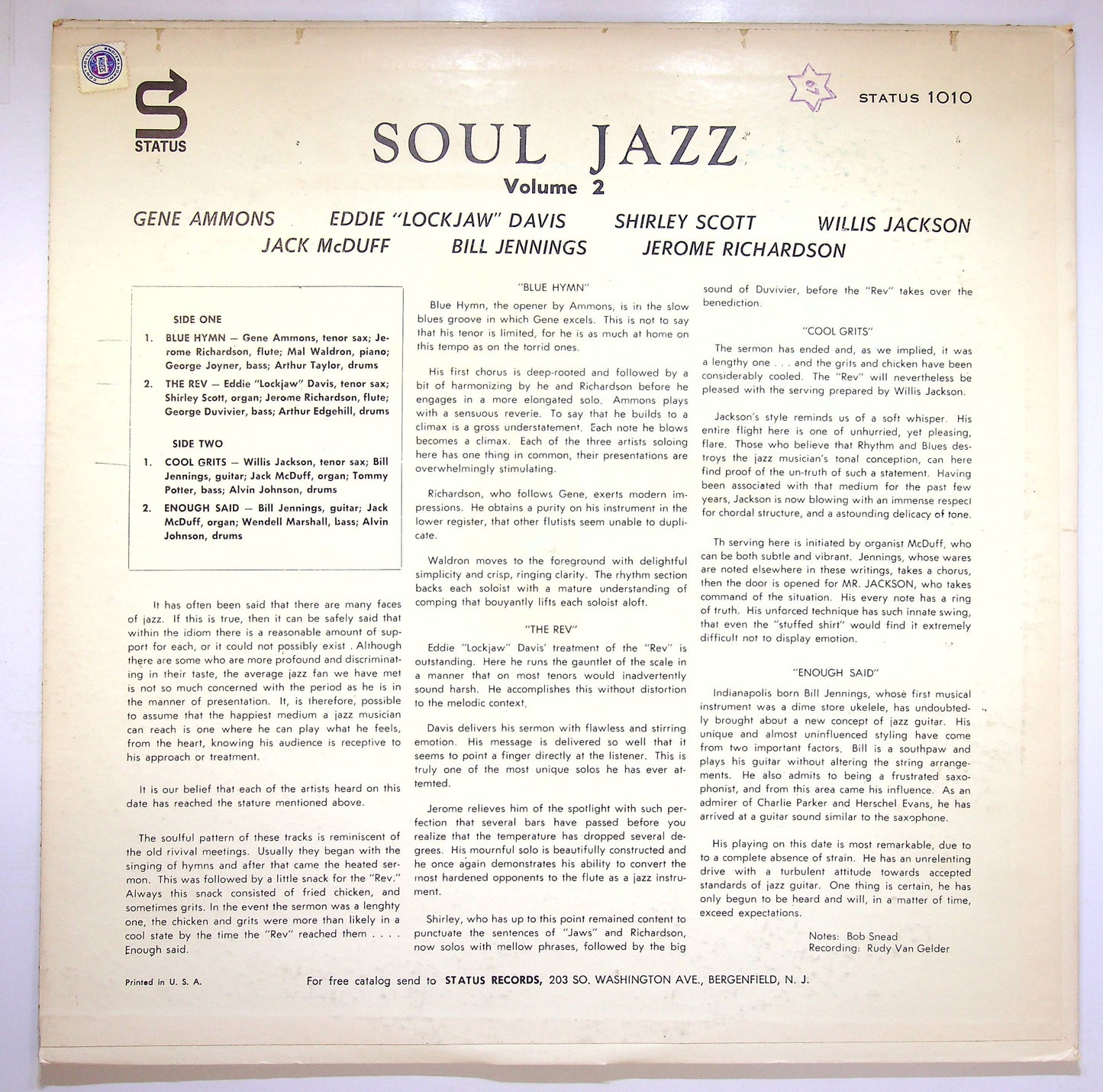 EBOND The Prestige All-Stars - Soul Jazz Volume Two Vinile V075049