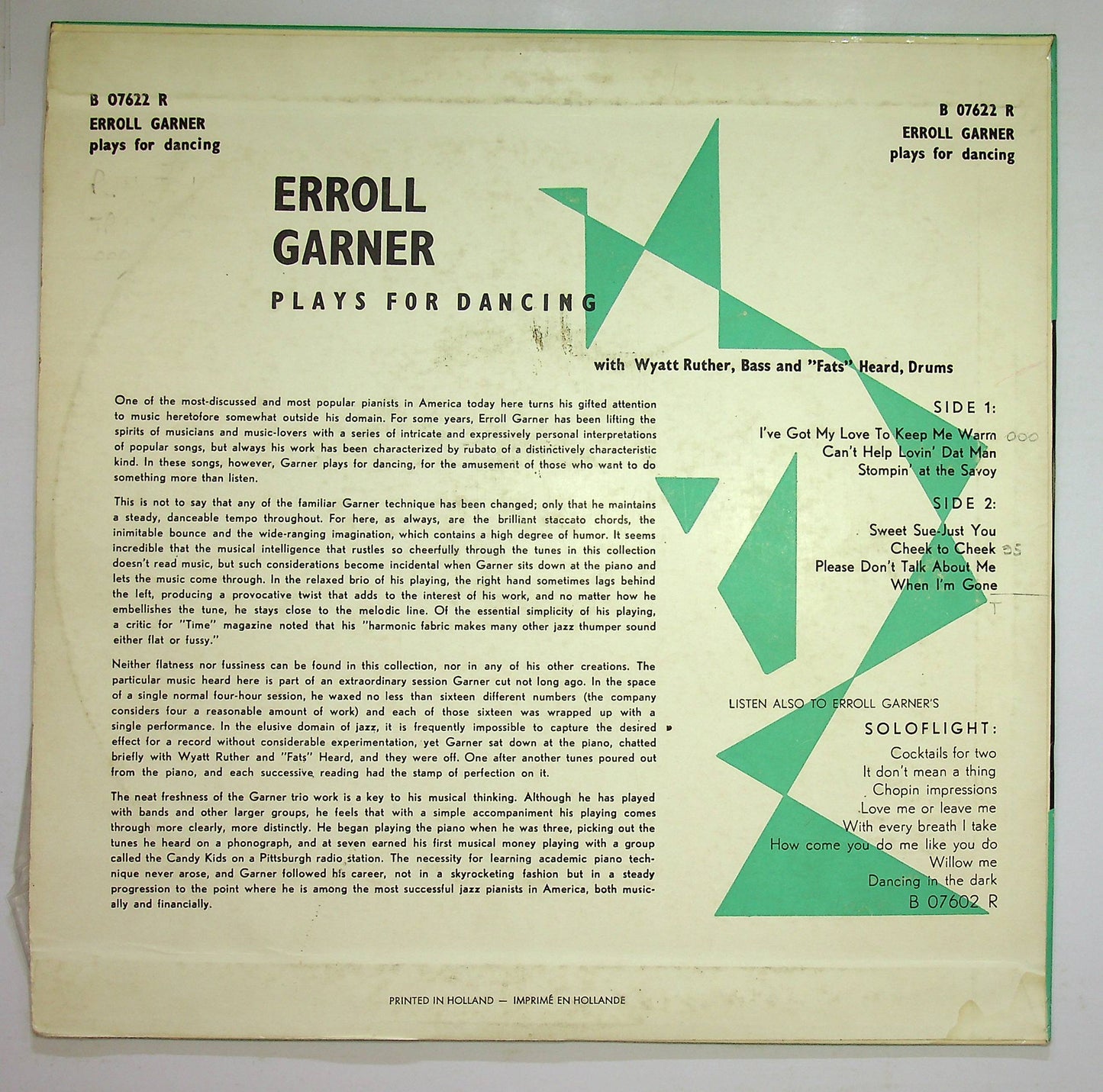 EBOND Erroll Garner - Erroll Garner Plays For Dancing Vinile V075065