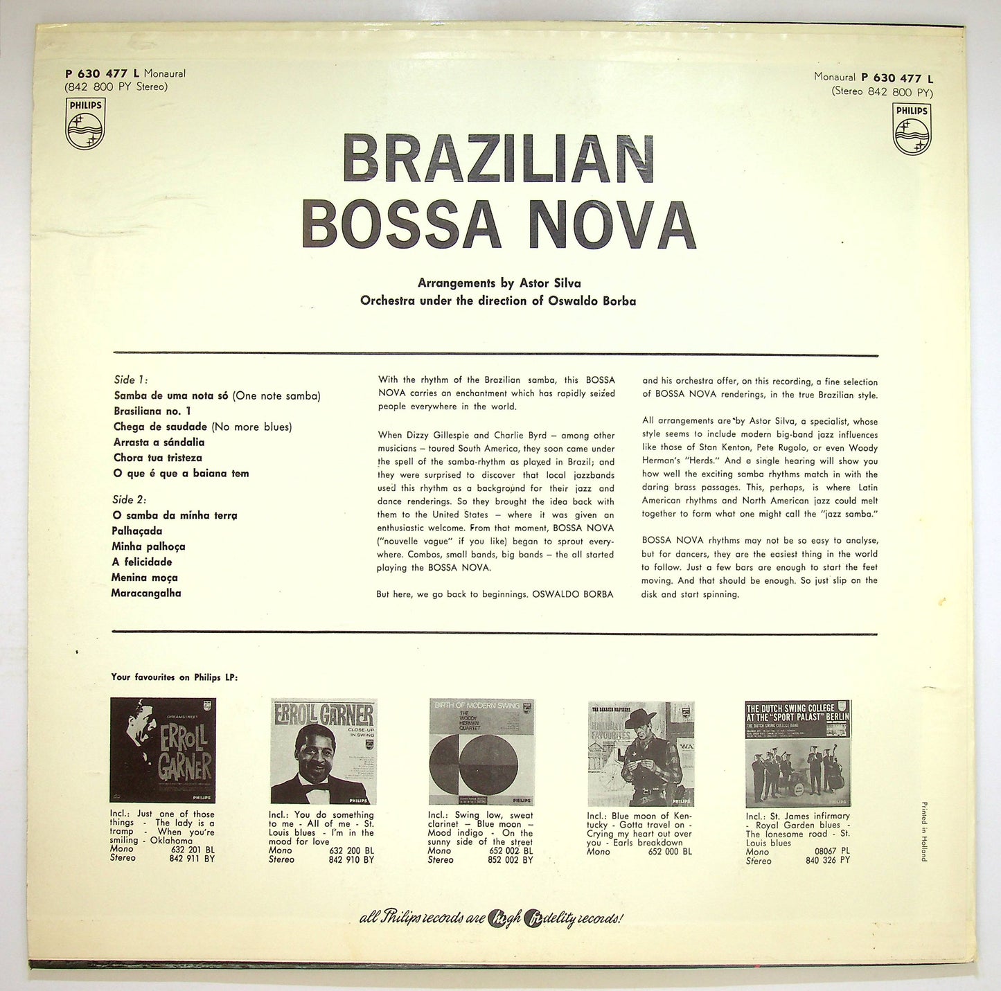 EBOND Oswaldo Borba - Brazilian Bossa Nova Vinile V075075