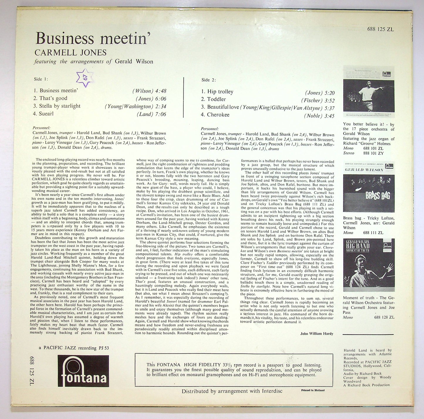 EBOND Carmell Jones - Business Meetin' Vinile V075102