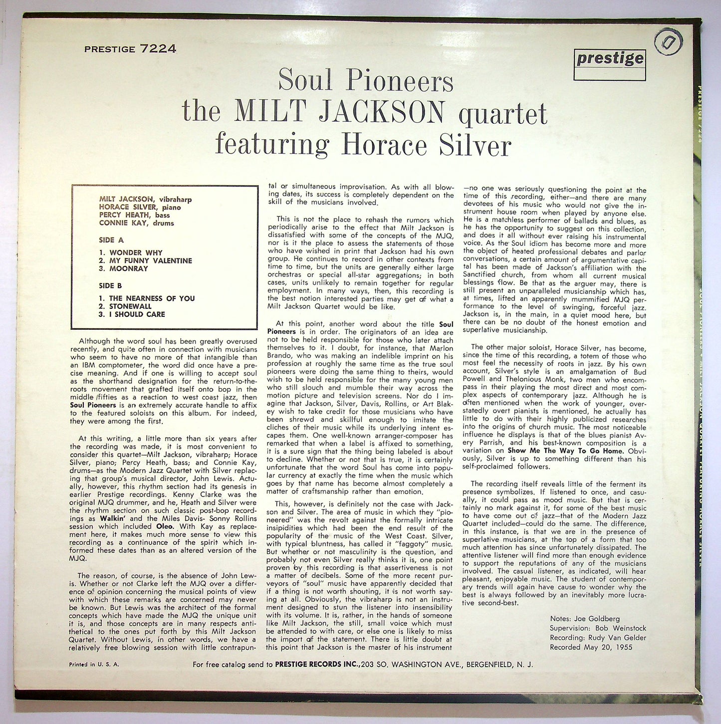 EBOND The Milt Jackson Quartet ft Horace Silver - Soul Pioneers Vinile V075119
