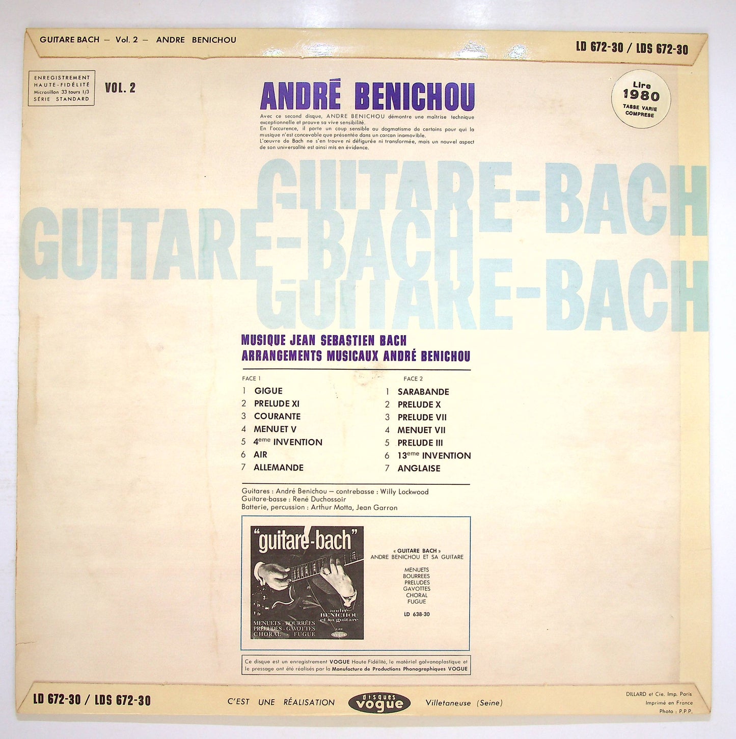 EBOND Andre Benichou - Guitare-Bach Vol.2 Vinile V075130