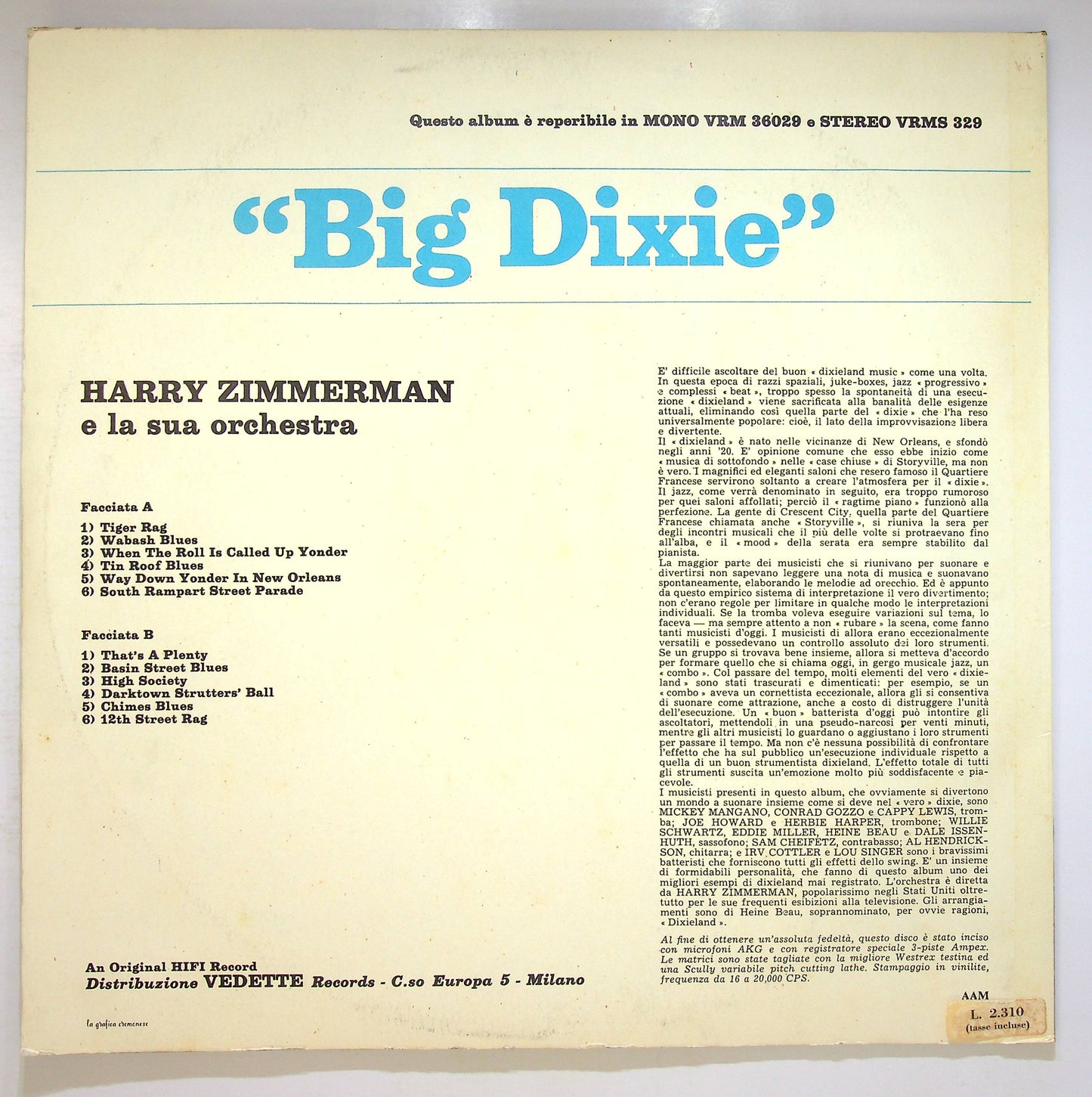 EBOND Harry Zimmerman - Big Dixie Vinile V075132