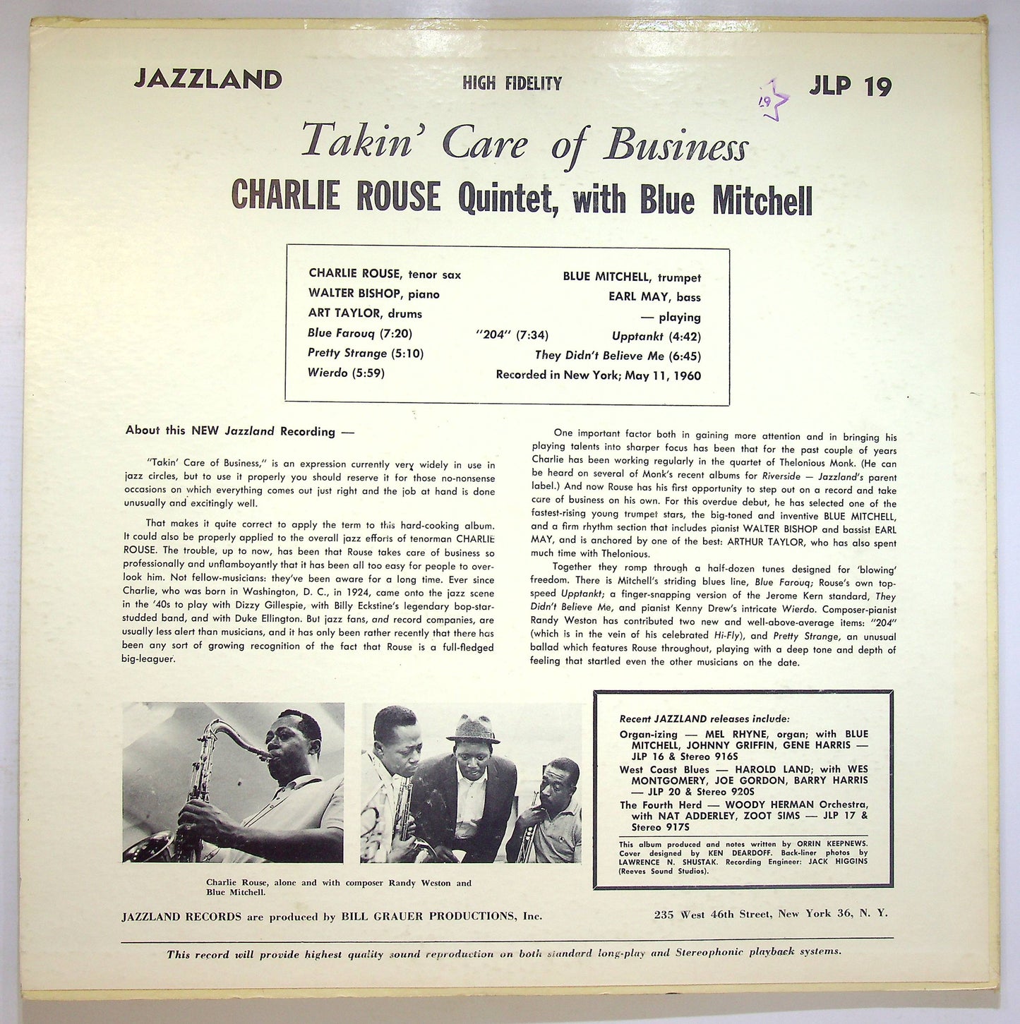 EBOND Charlie Rouse Quintet - Takin' Care Of Business Vinile V075135