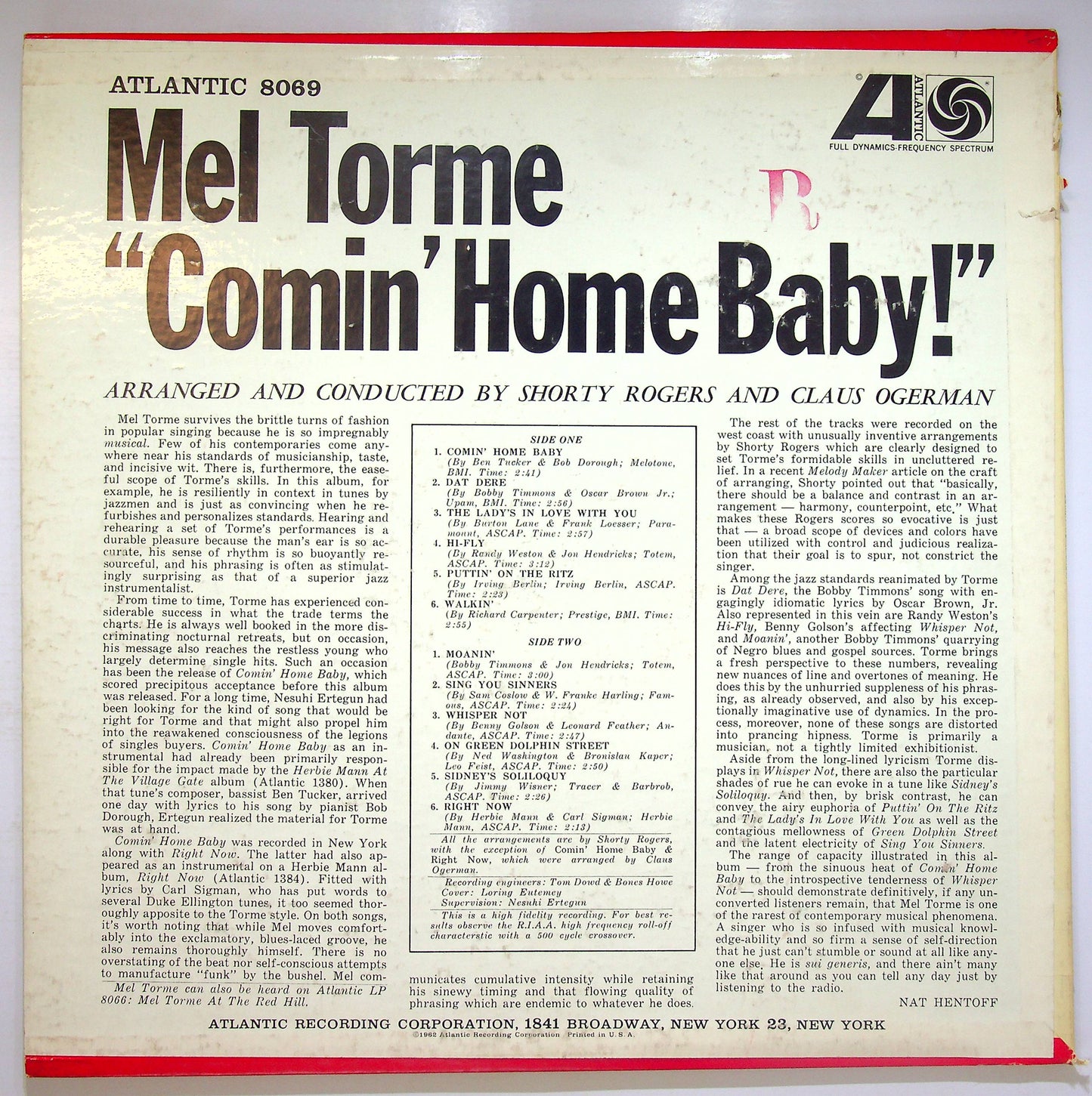 EBOND Mel Torme - Comin' Home Baby! Vinile V075141