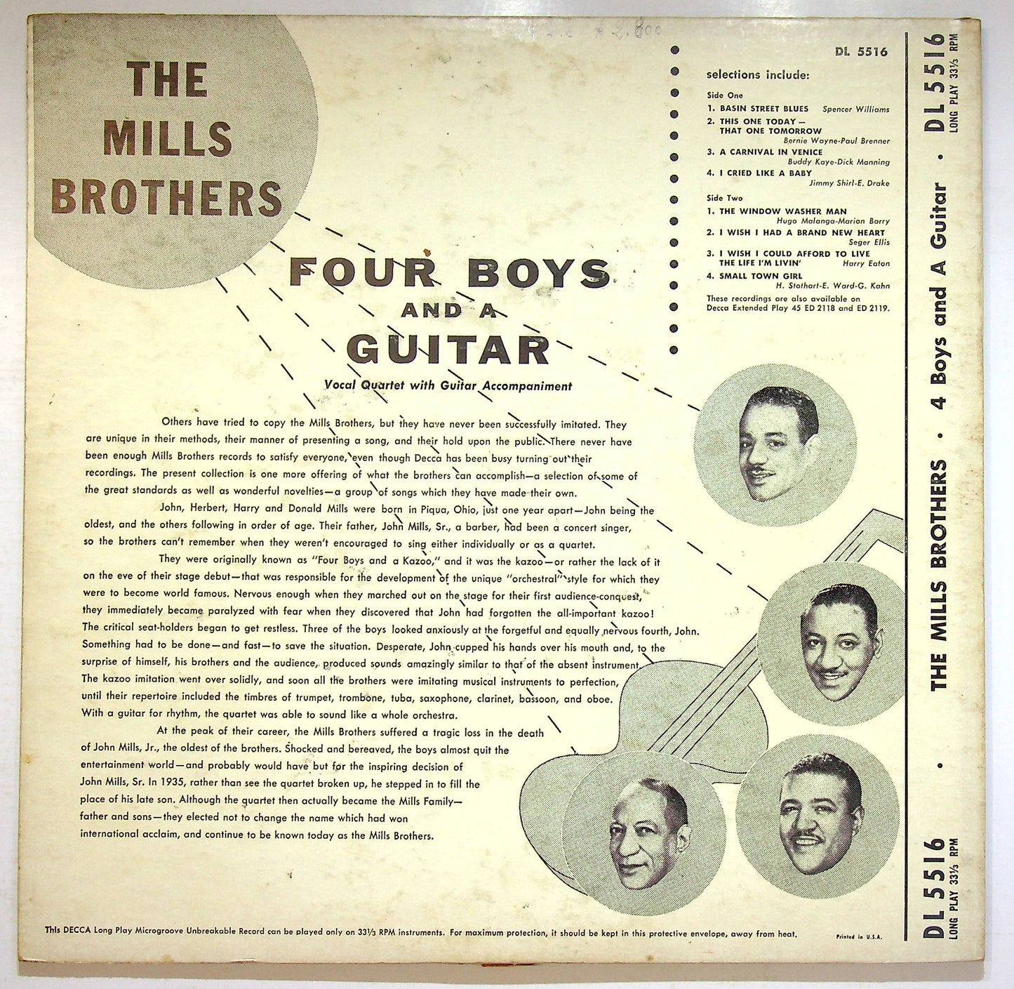 EBOND The Mills Brothers - Four Boys And A Guitar Vinile V076003