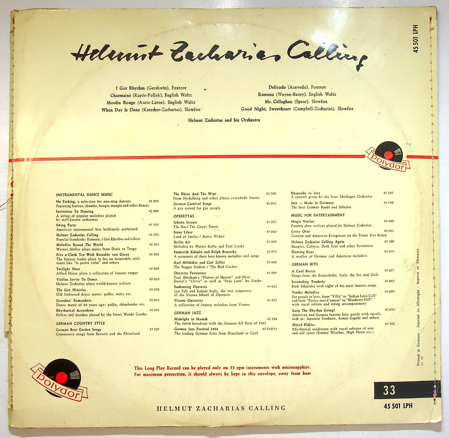 EBOND Helmut Zacharias - Helmut Zacharias Calling Vinile V076006