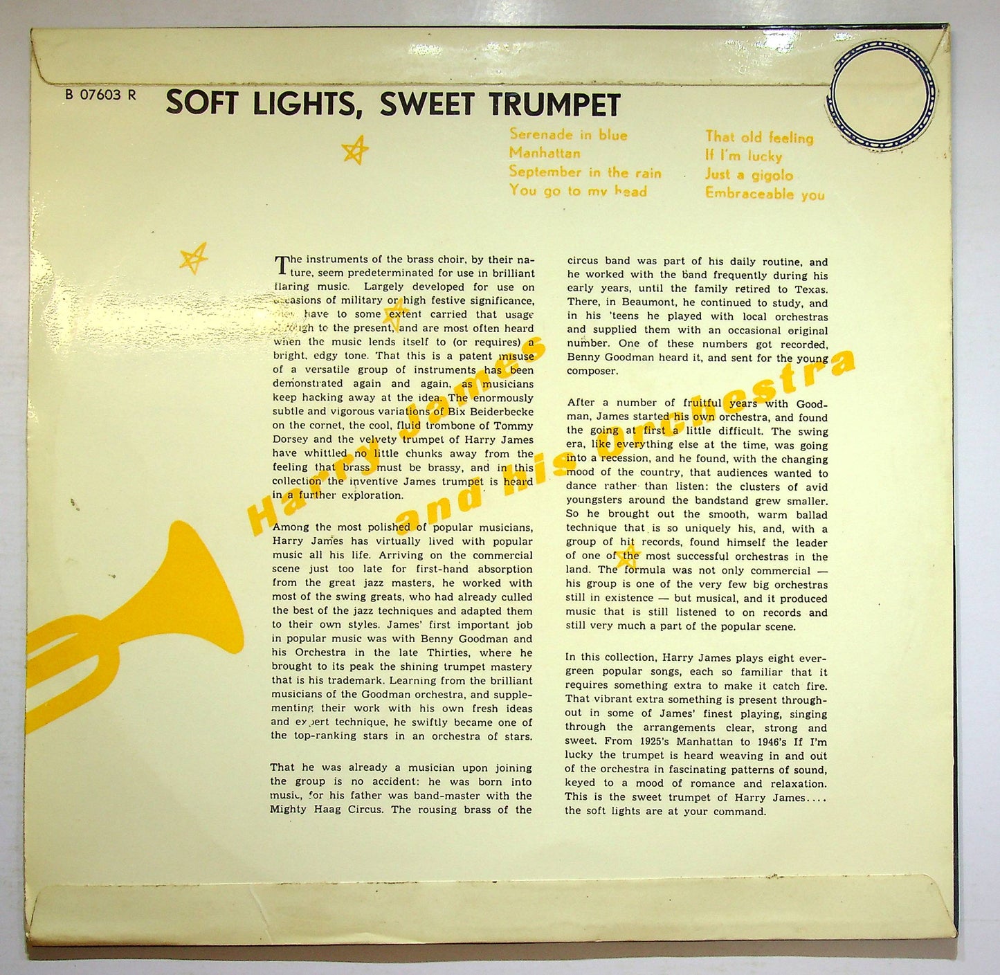 EBOND Harry James And His Orchestra - Soft Lights, Sweet Trumpet Vinile V076008