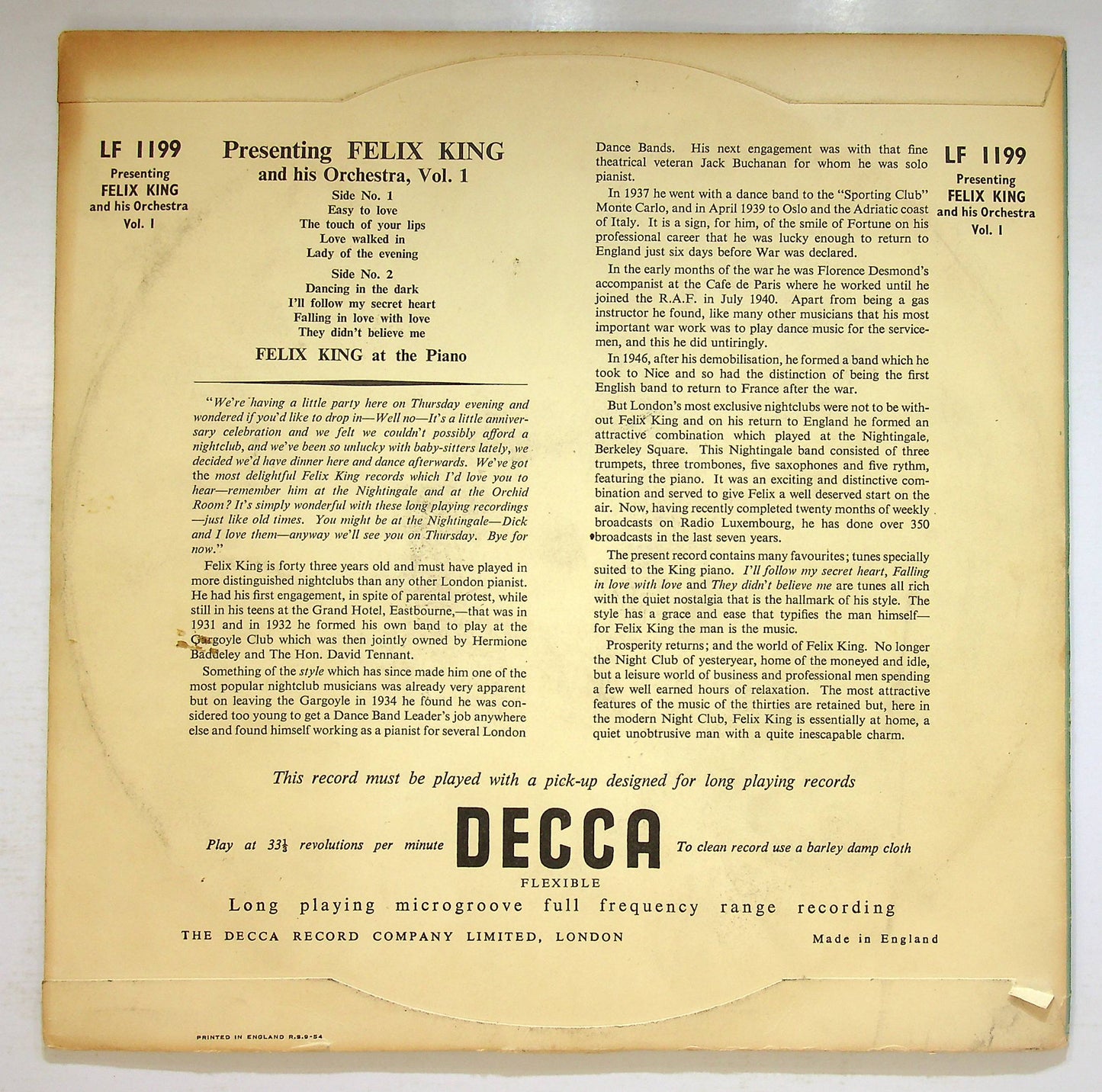 EBOND Presenting Felix King and his Orchestra Volume 1 Vinile V076017