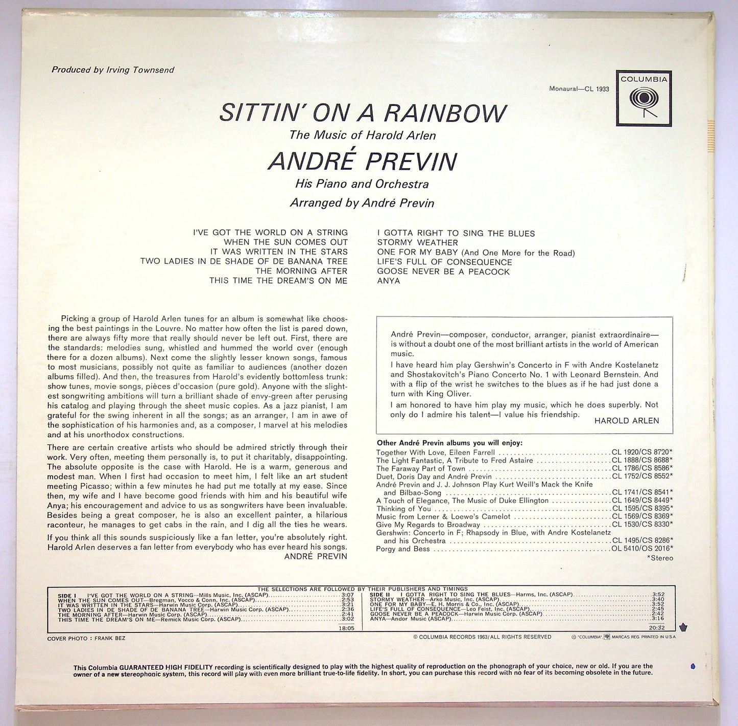 EBOND Andre Previn - Sittin' On A Rainbow Vinile V076033