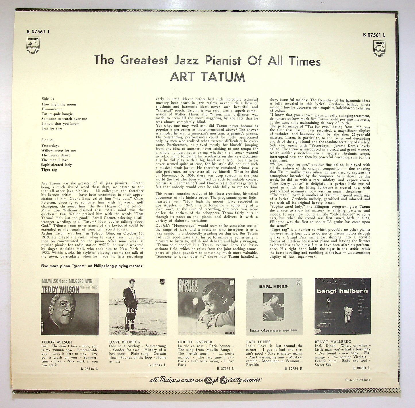EBOND Art Tatum - The Greatest Jazz Pianist Of All Times Vinile V076035
