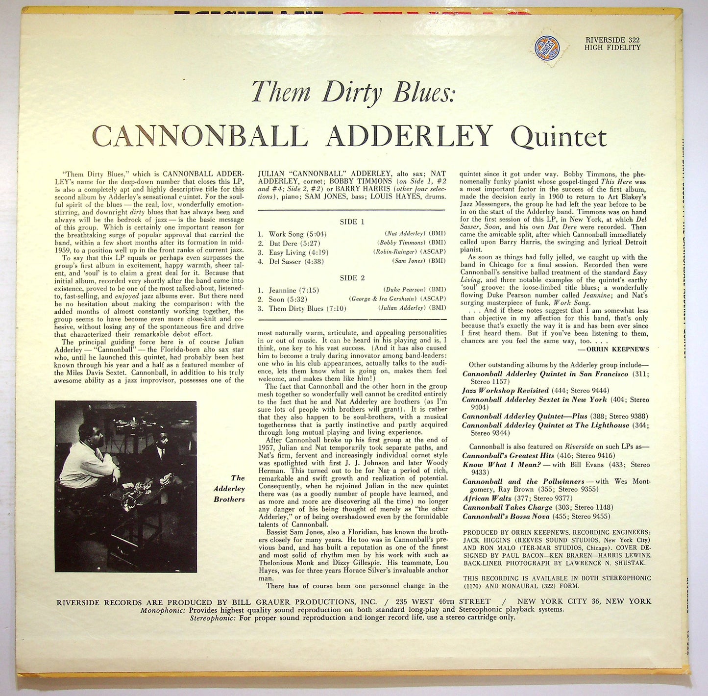 EBOND The Cannonball Adderley Quintet - Them Dirty Blues Vinile V076049