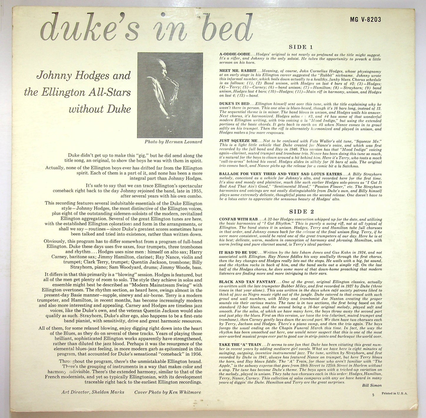 EBOND Johnny Hodges - Duke's In Bed Vinile V076063