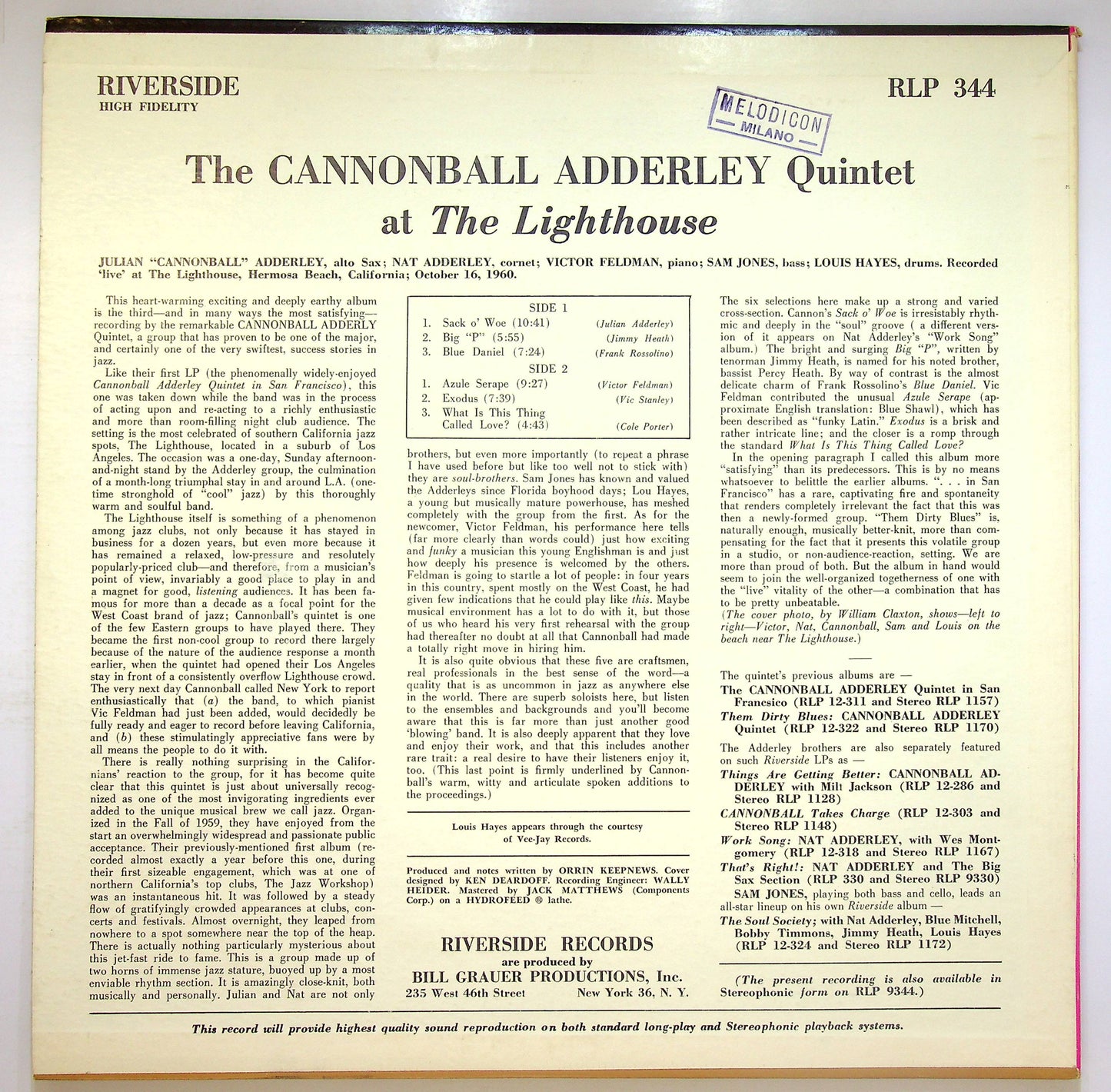 EBOND The Cannonball Adderley Quintet - At The Lighthouse Vinile V076067