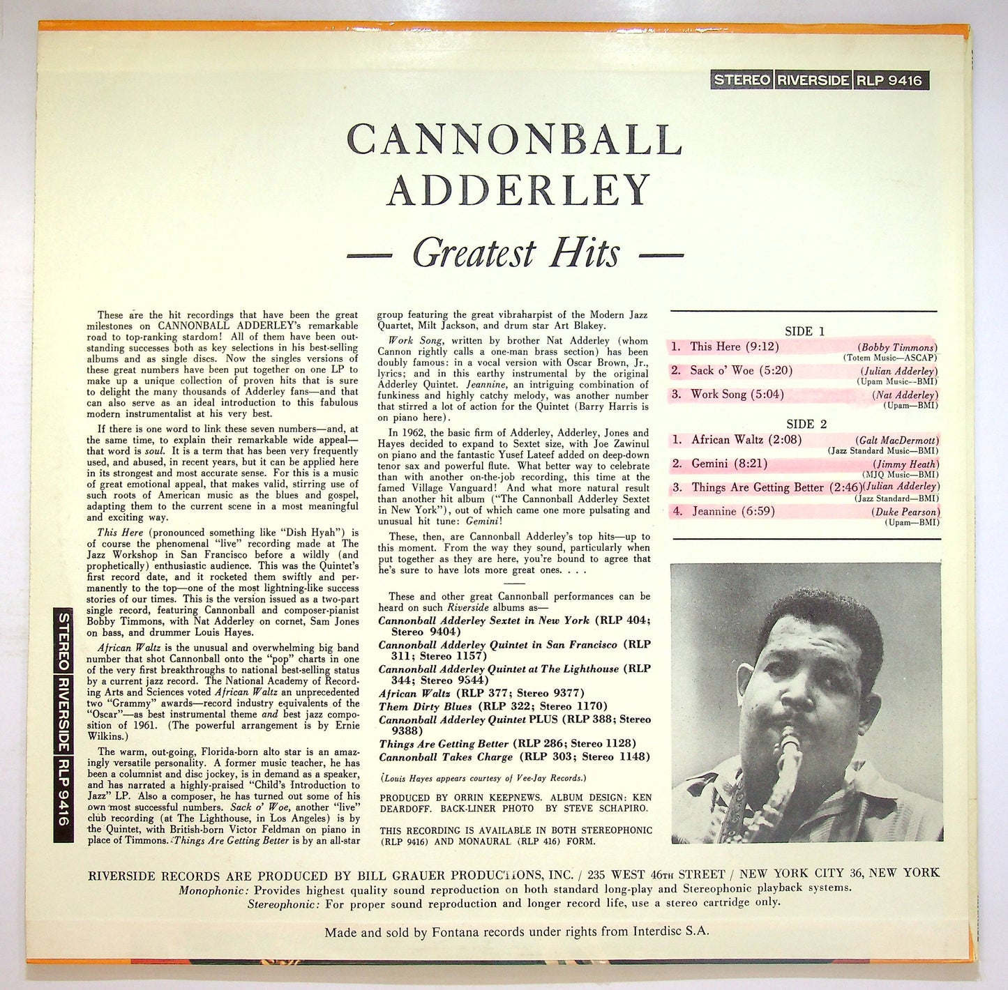 EBOND Cannonball Adderley - Greatest Hits Vinile V076068