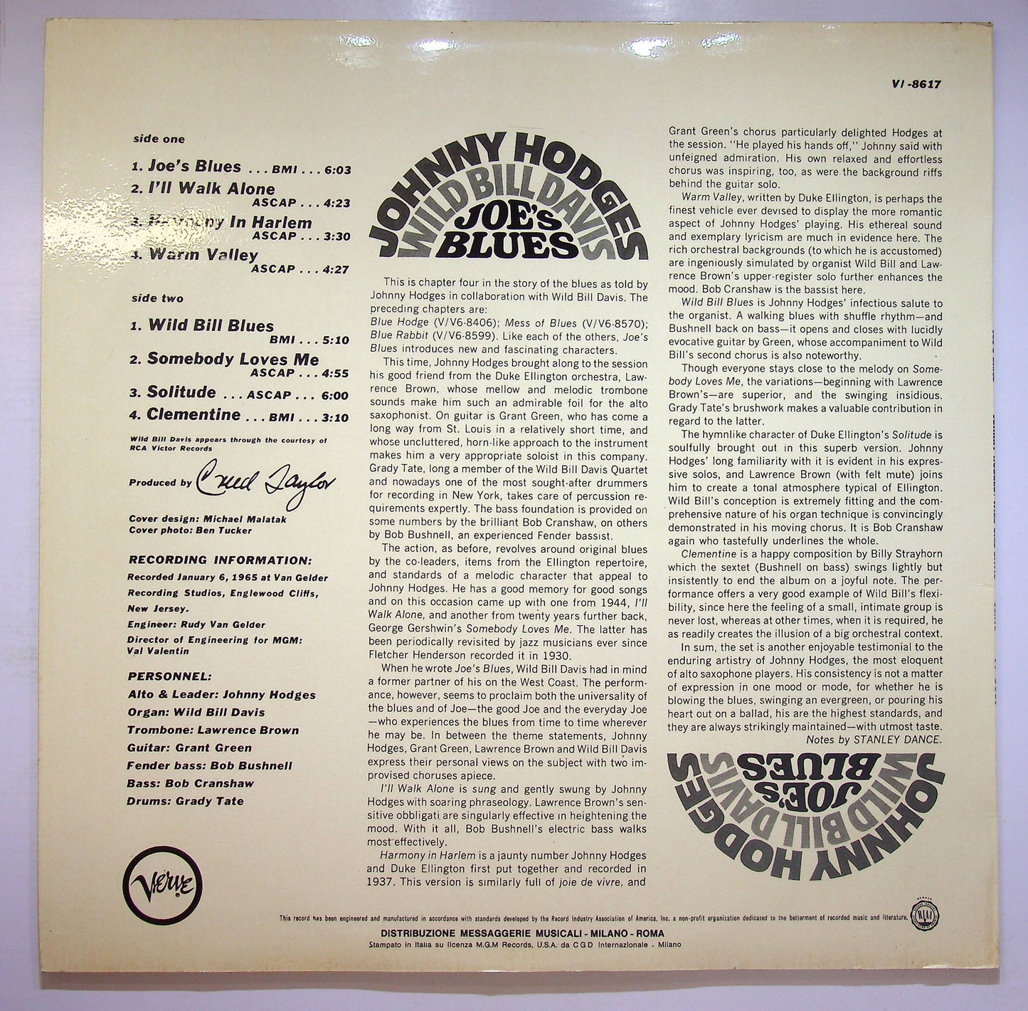 EBOND Johnny Hodges / Wild Bill Davis - Joe's Blues Vinile V076081