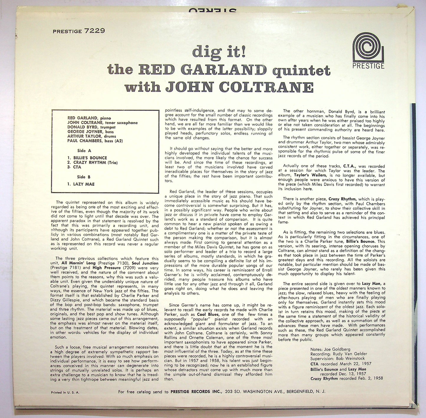 EBOND The Red Garland Quintet With John Coltrane - Dig It! Vinile V076088